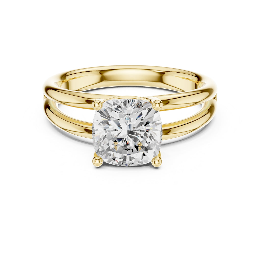 2.00 ct Floating Horizon Ring 2ct Yellow Gold Cushion