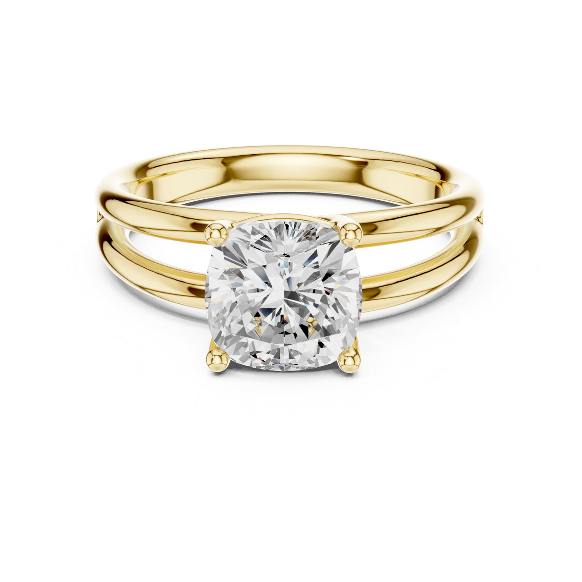 2.00 ct Floating Horizon Ring 2ct Yellow Gold Cushion