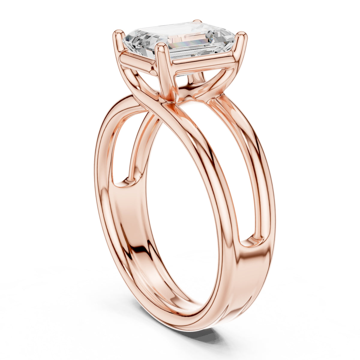 2.00 ct Floating Horizon Ring 2ct Rose Gold Emerald