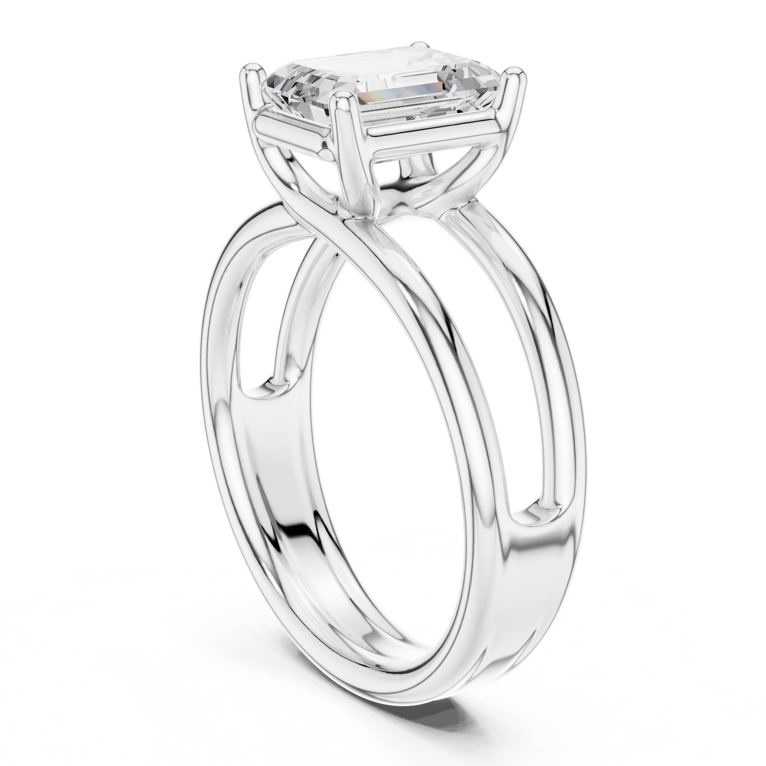 2.00 ct Floating Horizon Ring 2ct White Gold Emerald
