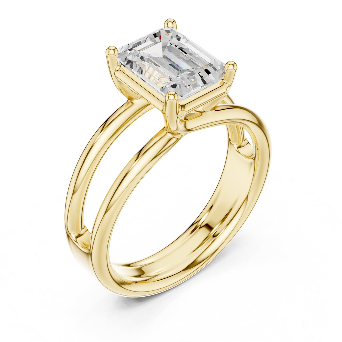2.00 ct Floating Horizon Ring 2ct Yellow Gold Emerald
