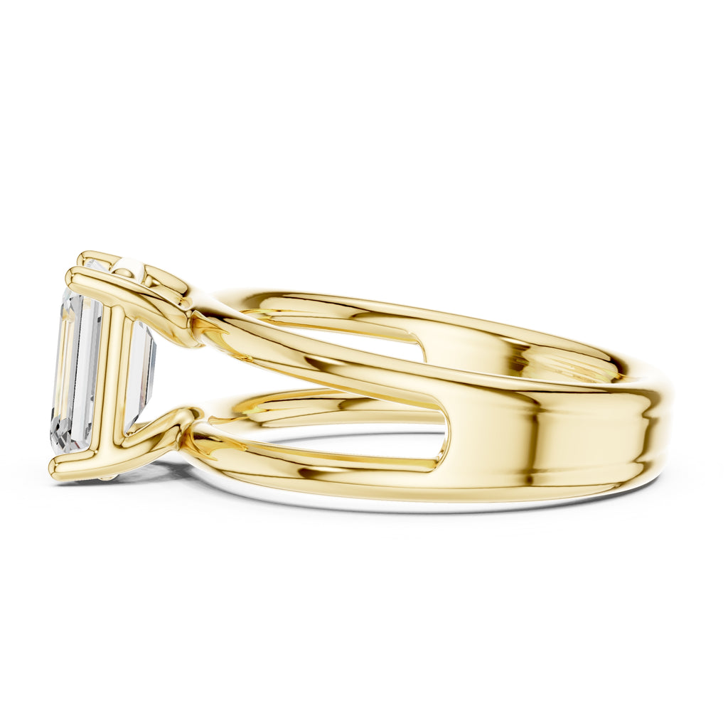 2.00 ct Floating Horizon Ring 2ct Yellow Gold Emerald