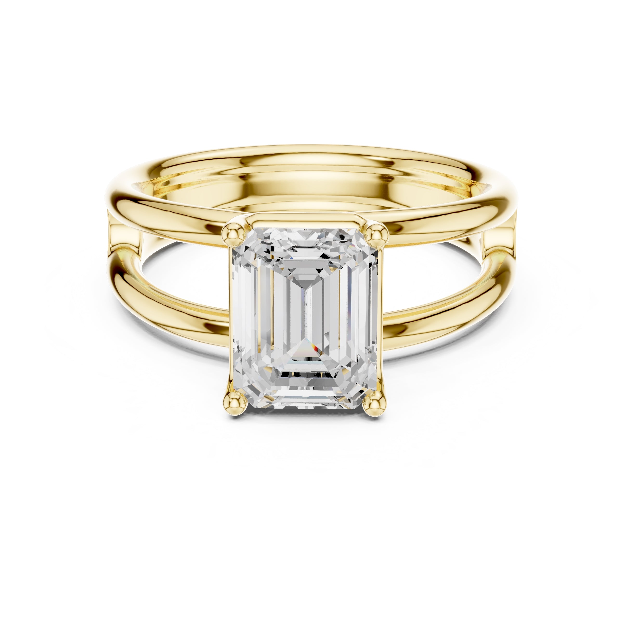 2.00 ct Floating Horizon Ring 2ct Yellow Gold Emerald