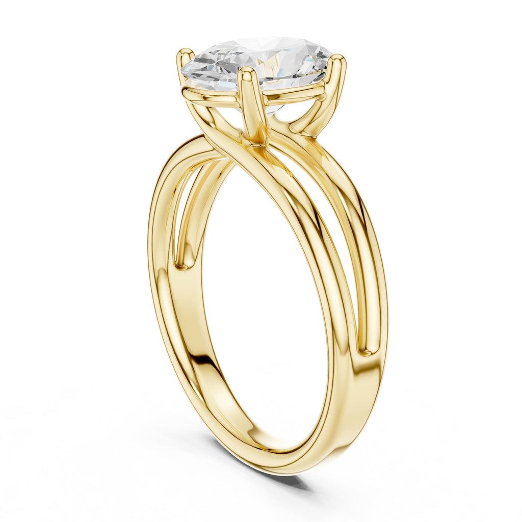 2.00 ct Floating Horizon Ring 2ct Yellow Gold Oval