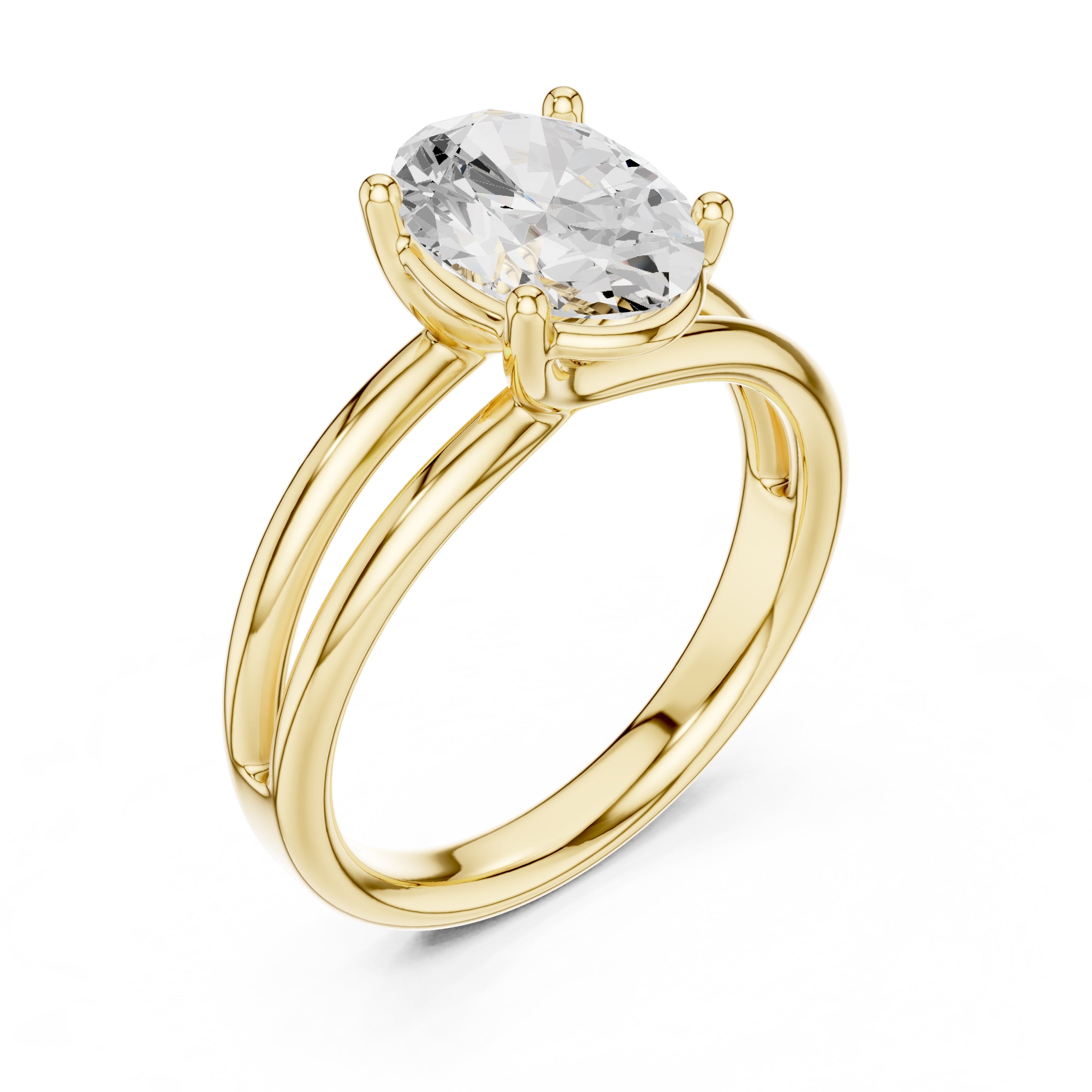 2.00 ct Floating Horizon Ring 2ct Yellow Gold Oval