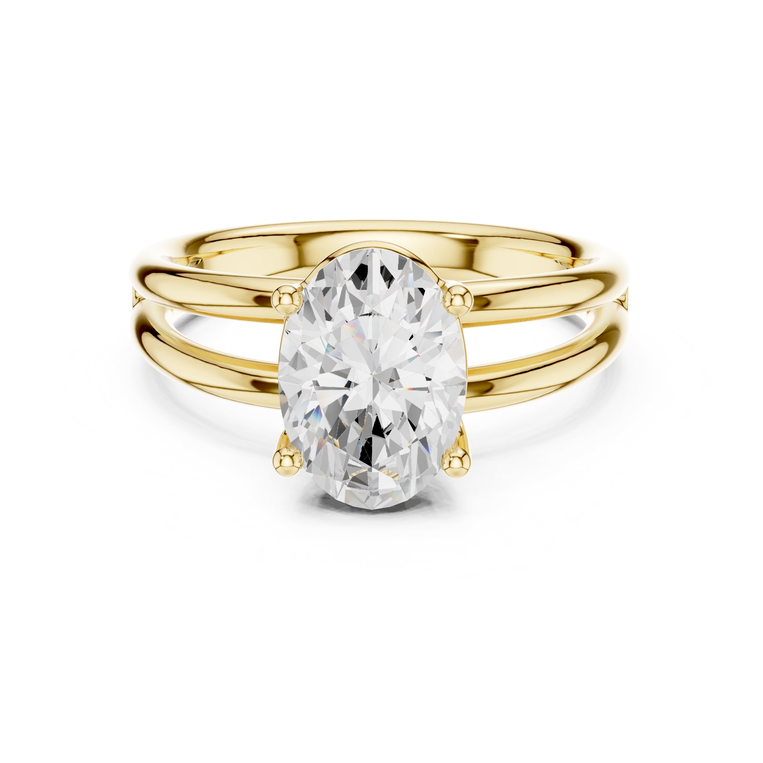 2.00 ct Floating Horizon Ring 2ct Yellow Gold Oval