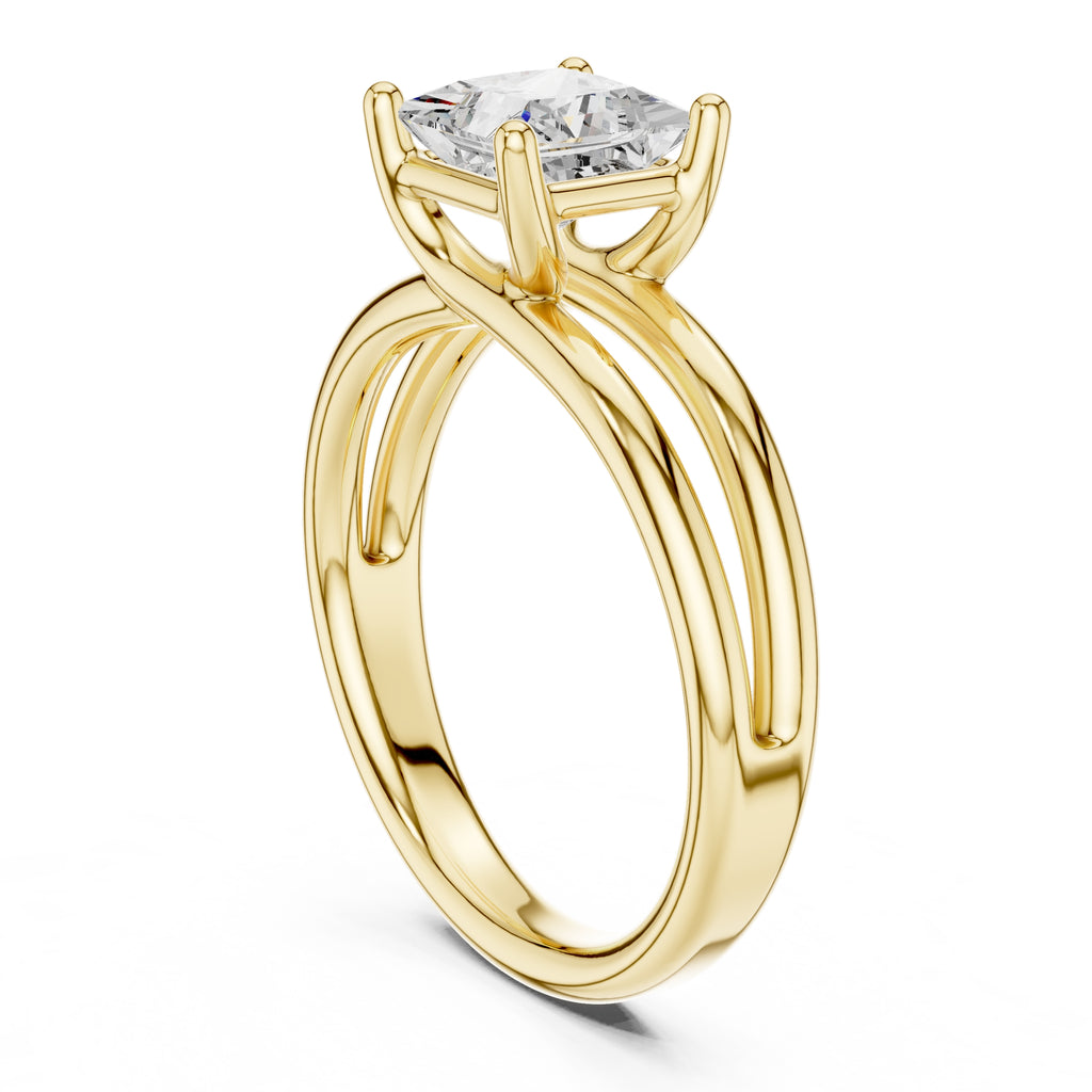 2.00 ct Floating Horizon Ring 2ct Yellow Gold Princess