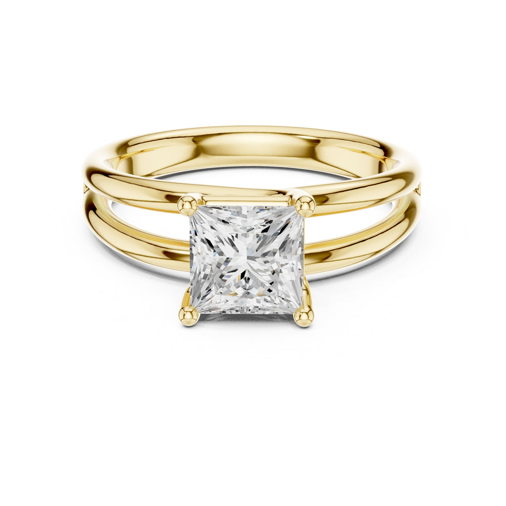 2.00 ct Floating Horizon Ring 2ct Yellow Gold Princess