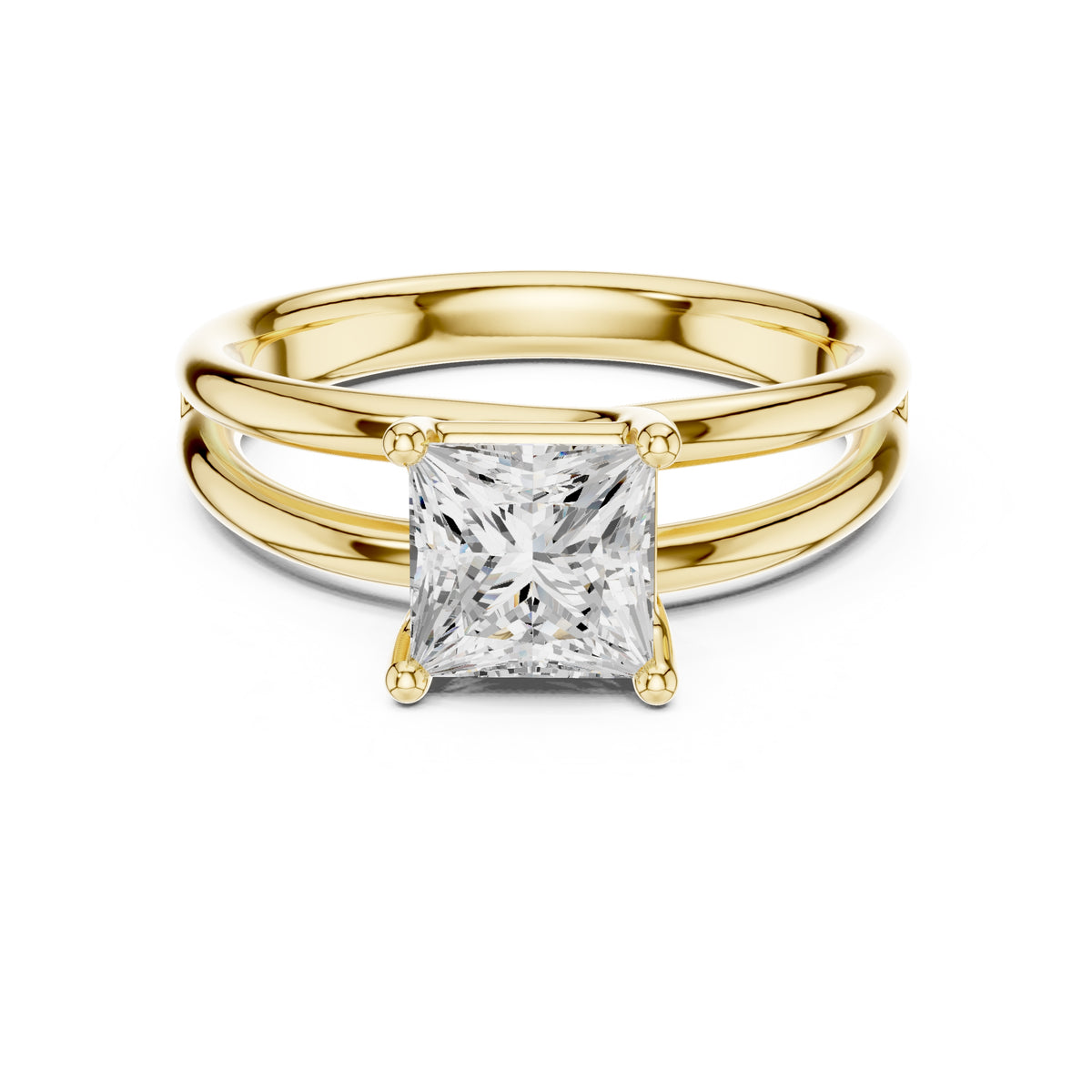 2.00 ct Floating Horizon Ring 2ct Yellow Gold Princess