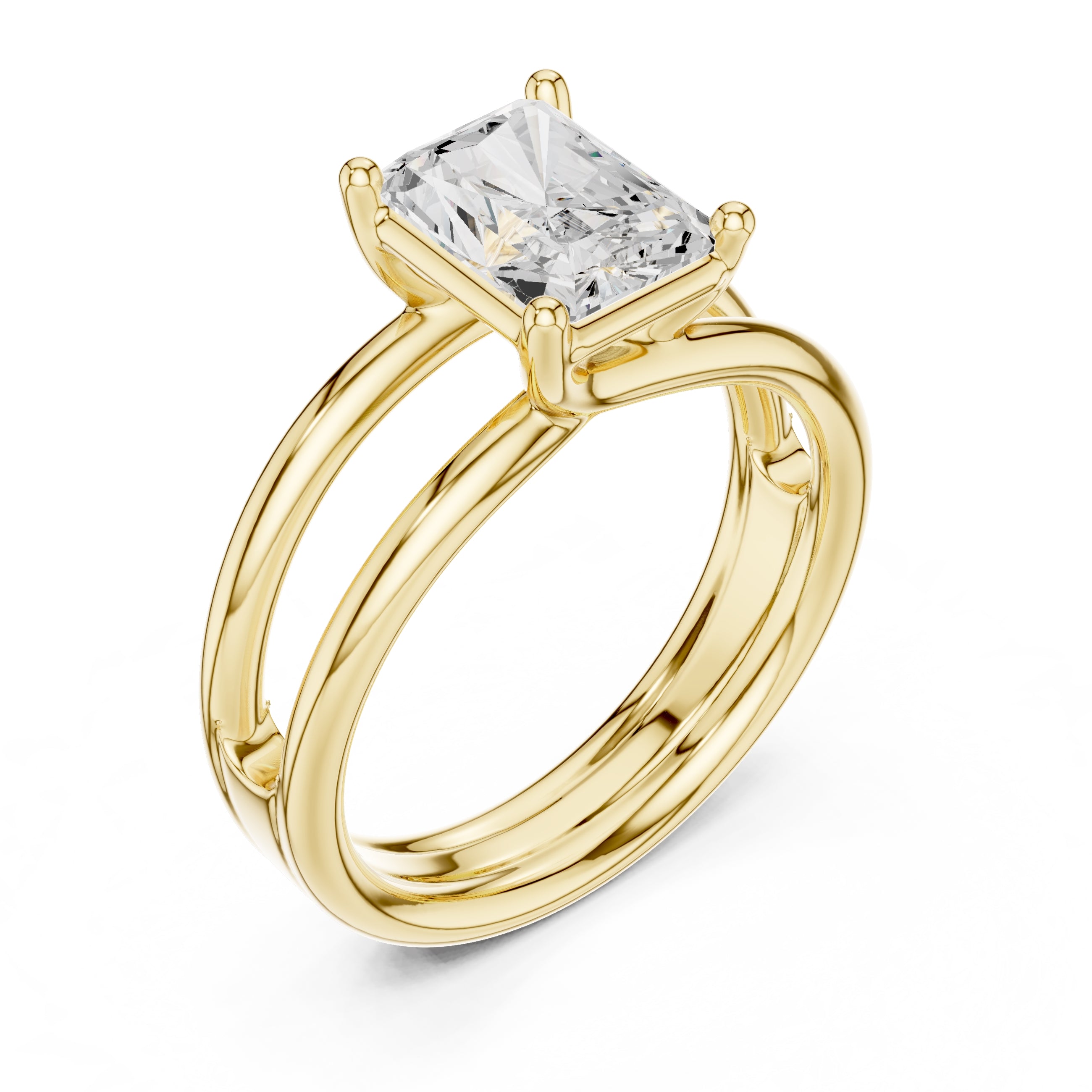 2.00 ct Floating Horizon Ring 2ct Yellow Gold Radiant