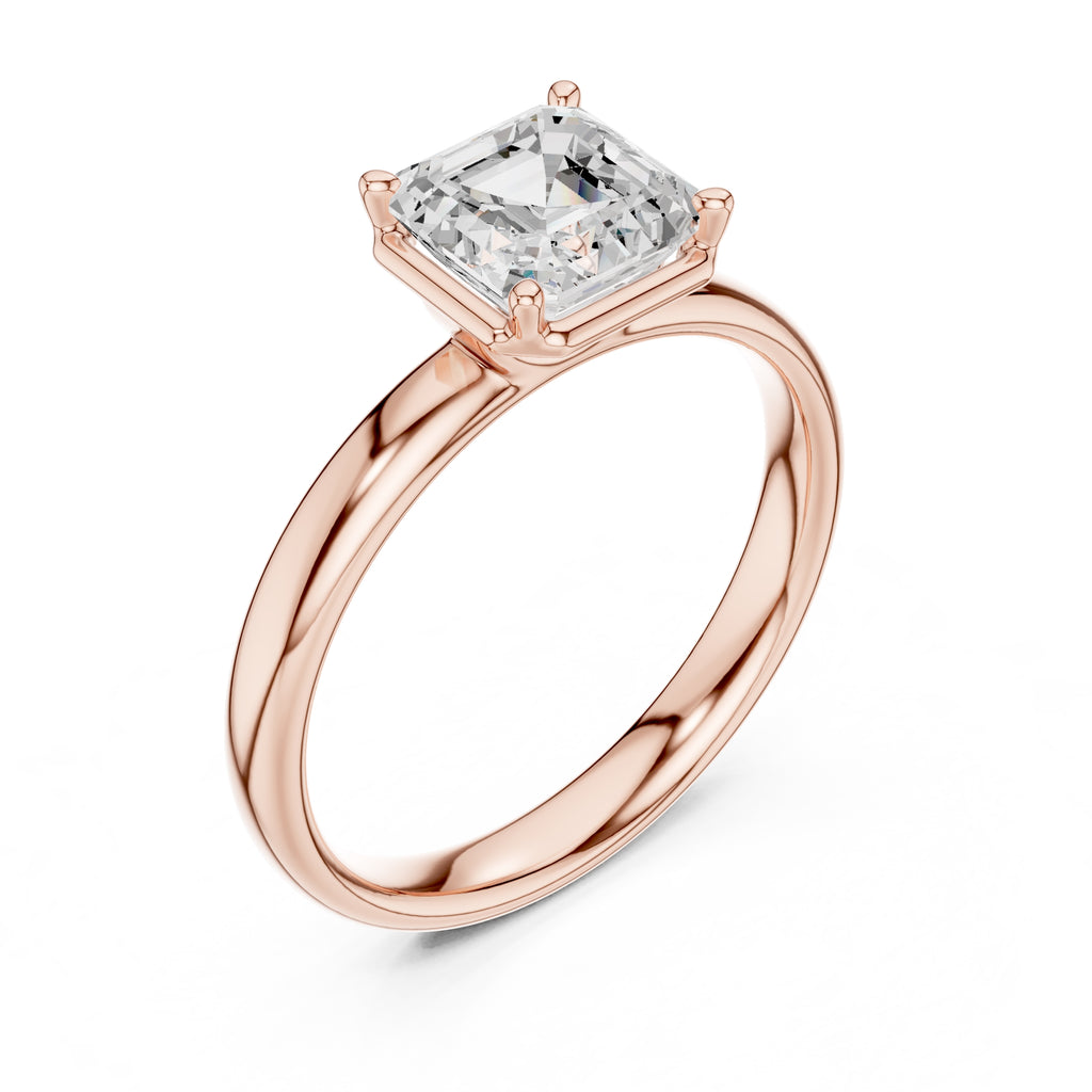 1.50 ct Golden Pillar Solitaire 1.5ct Rose Gold Asscher