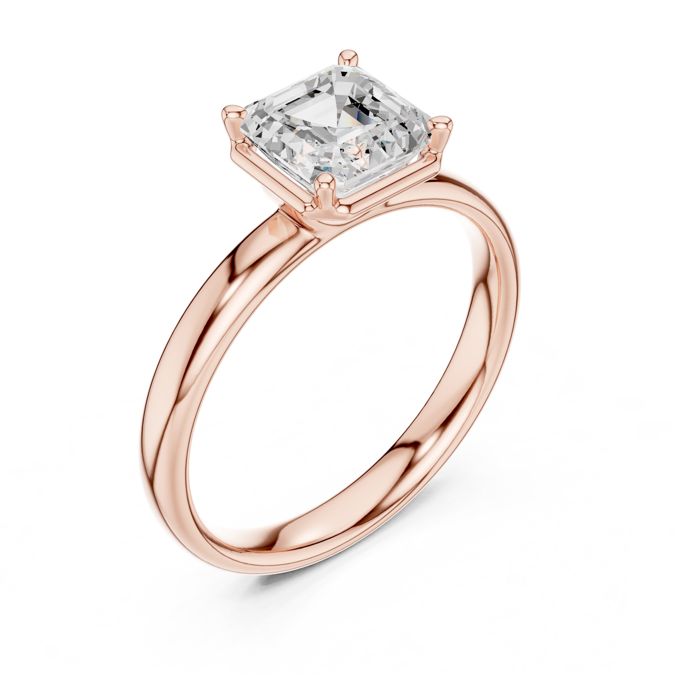 1.50 ct Golden Pillar Solitaire 1.5ct Rose Gold Asscher