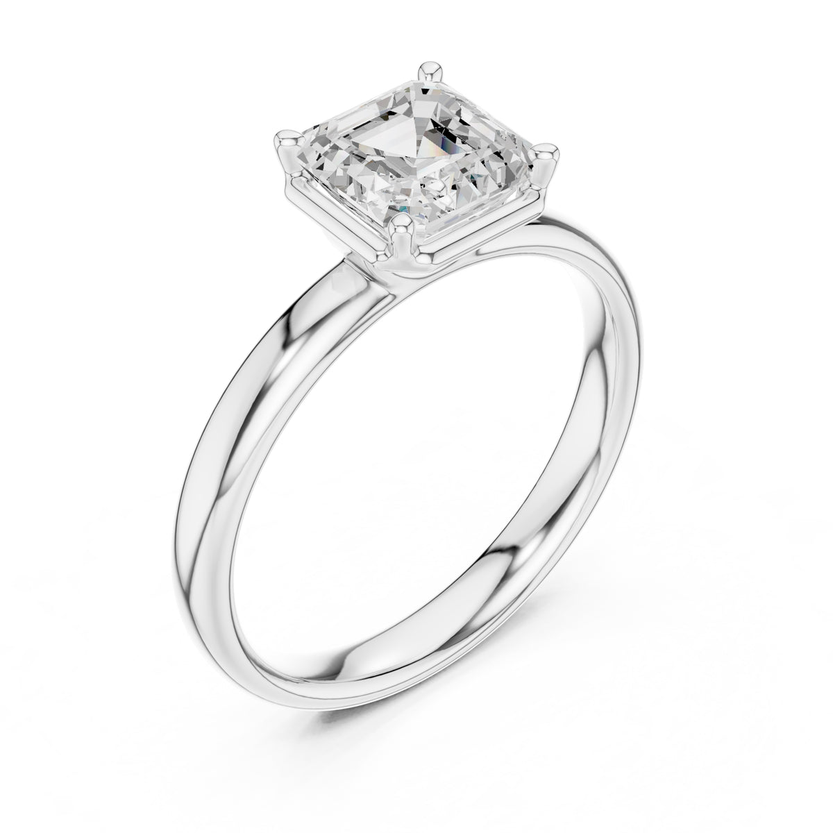 1.50 ct Golden Pillar Solitaire 1.5ct White Gold Asscher
