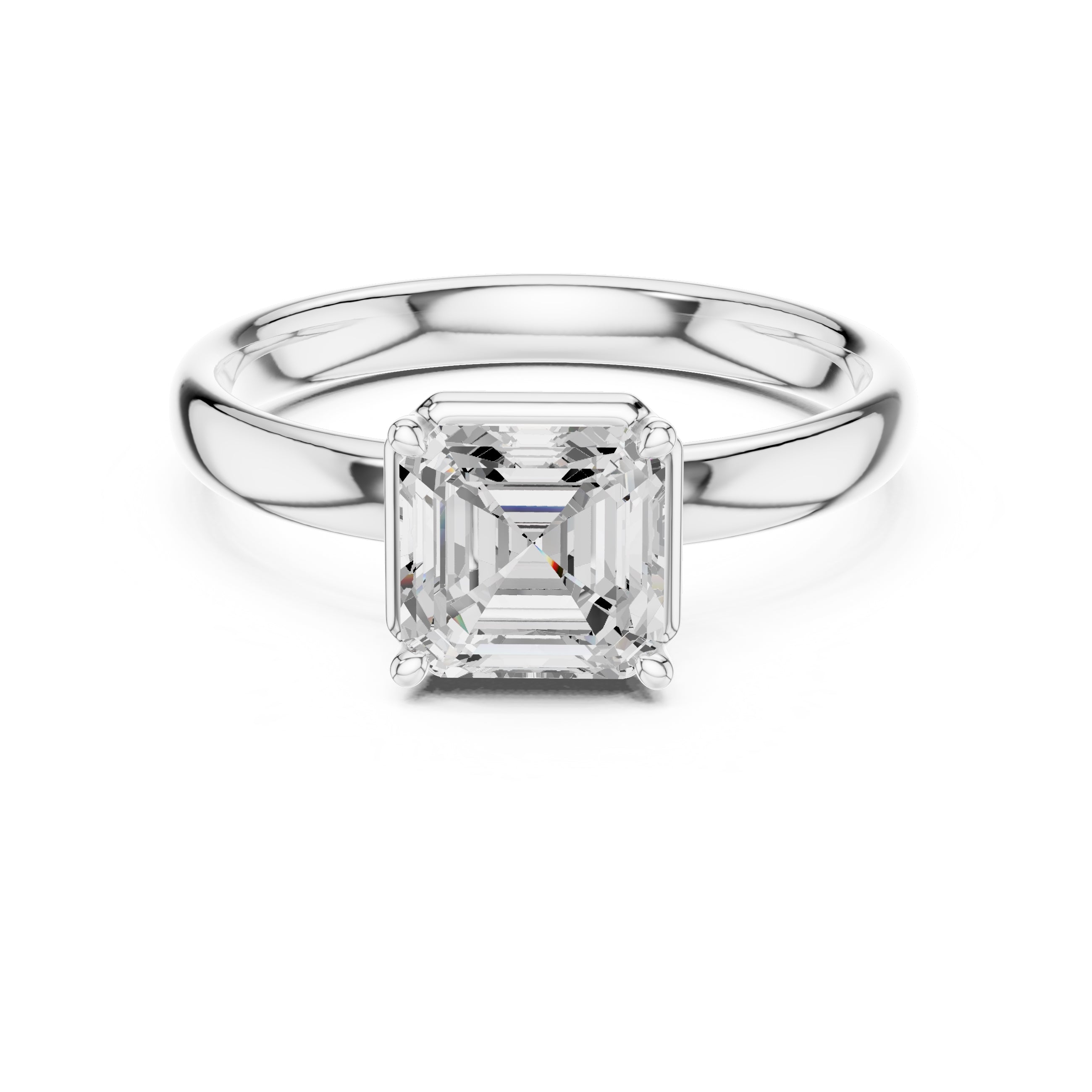 1.50 ct Golden Pillar Solitaire 1.5ct White Gold Asscher