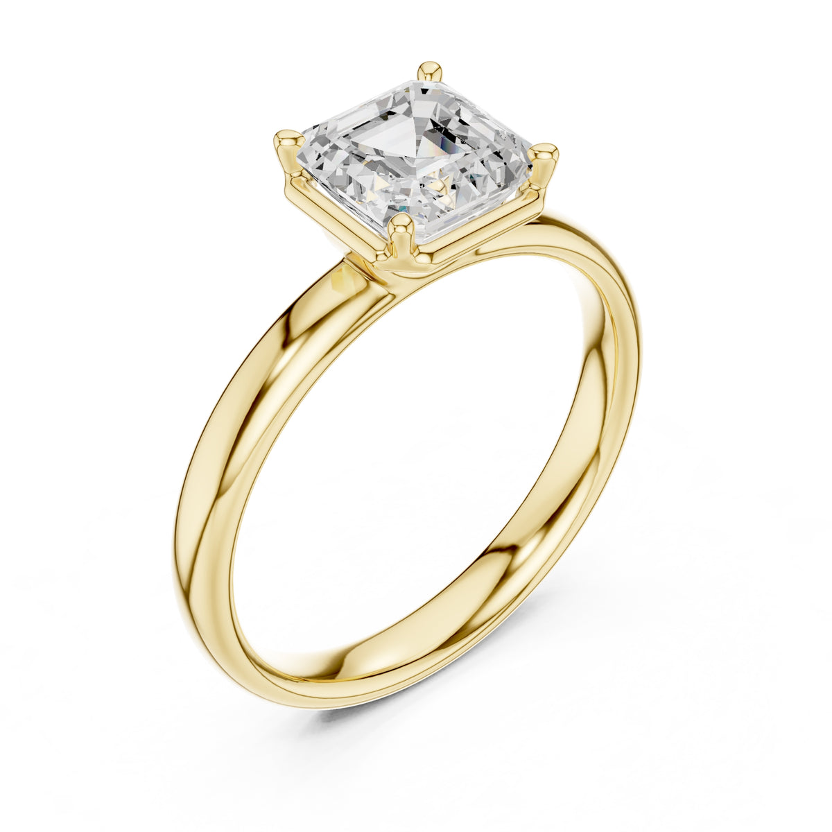 1.50 ct Golden Pillar Solitaire 1.5ct Yellow Gold Asscher