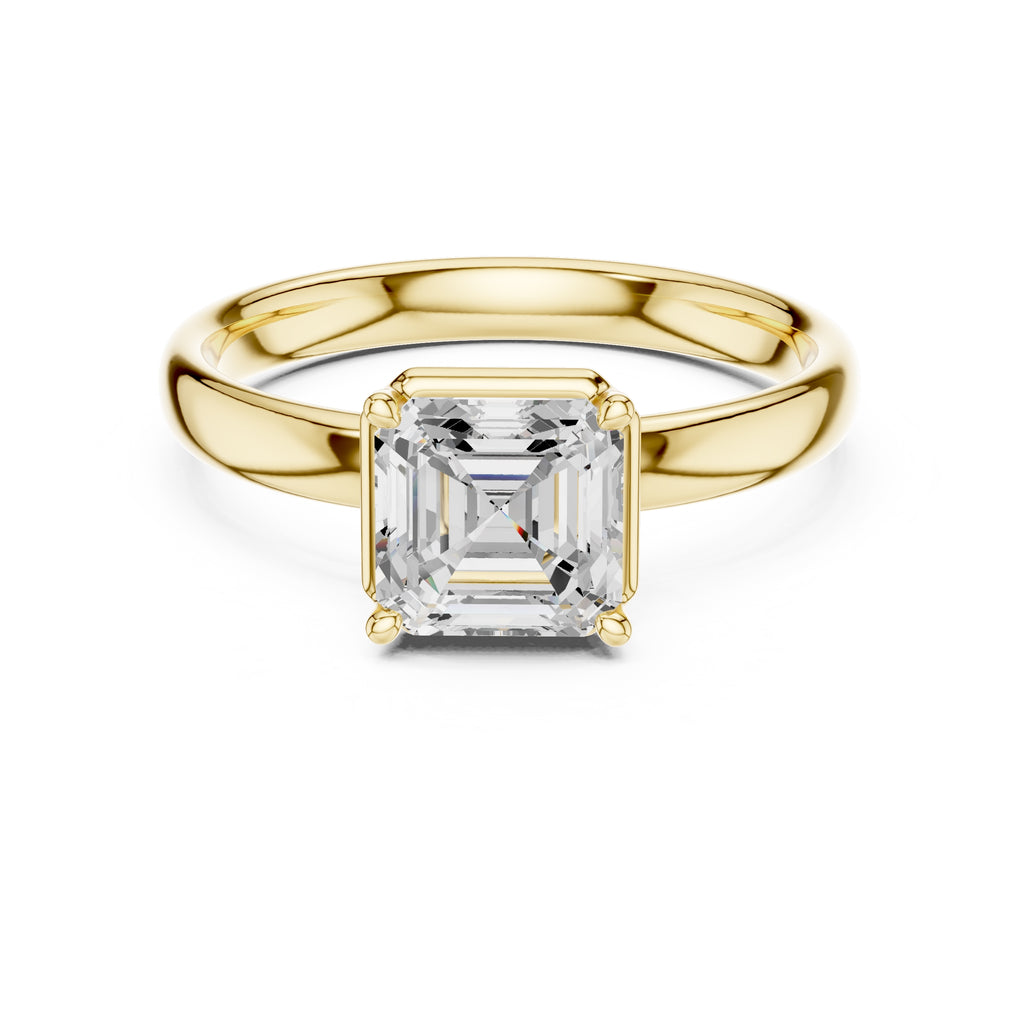 1.50 ct Golden Pillar Solitaire 1.5ct Yellow Gold Asscher