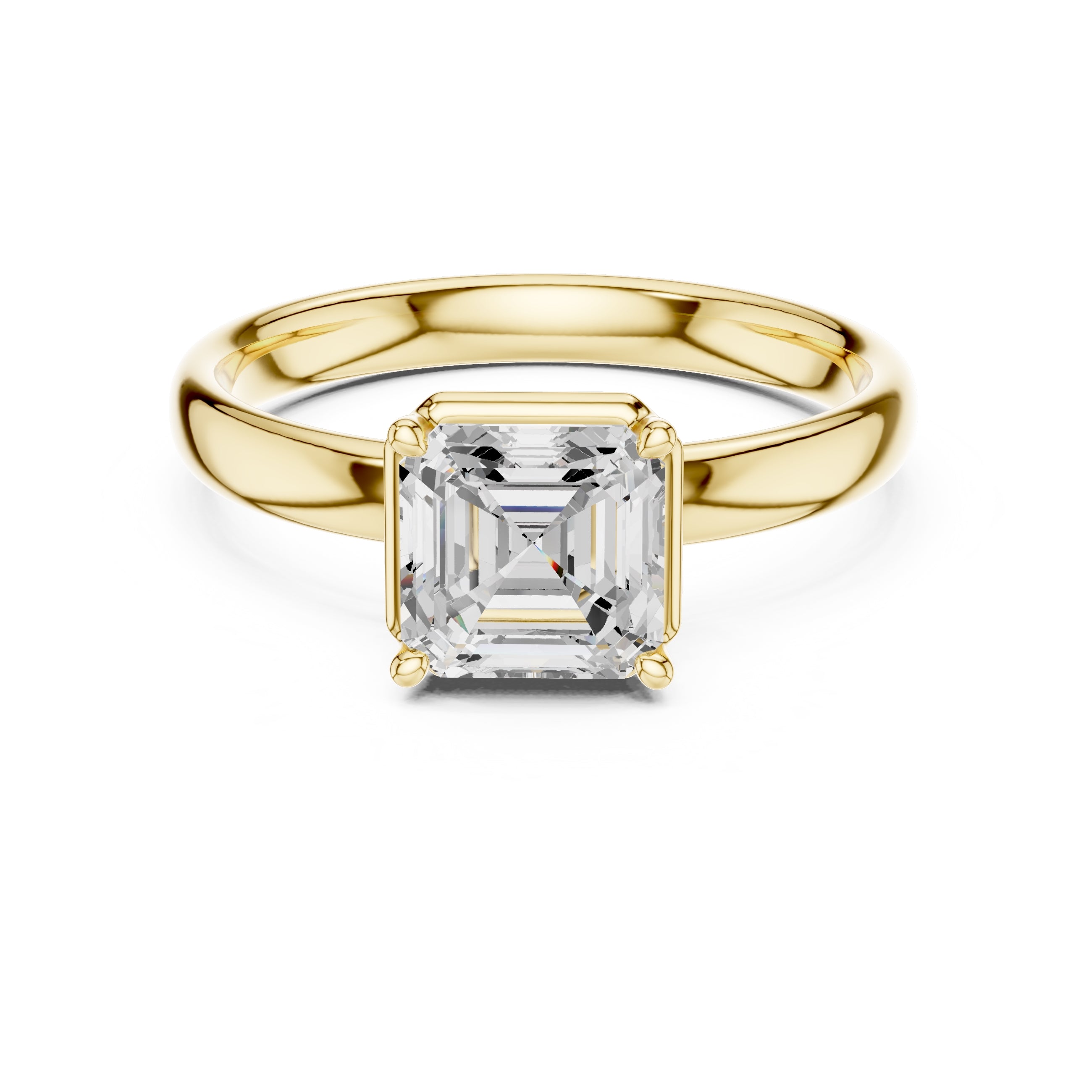 1.50 ct Golden Pillar Solitaire 1.5ct Yellow Gold Asscher