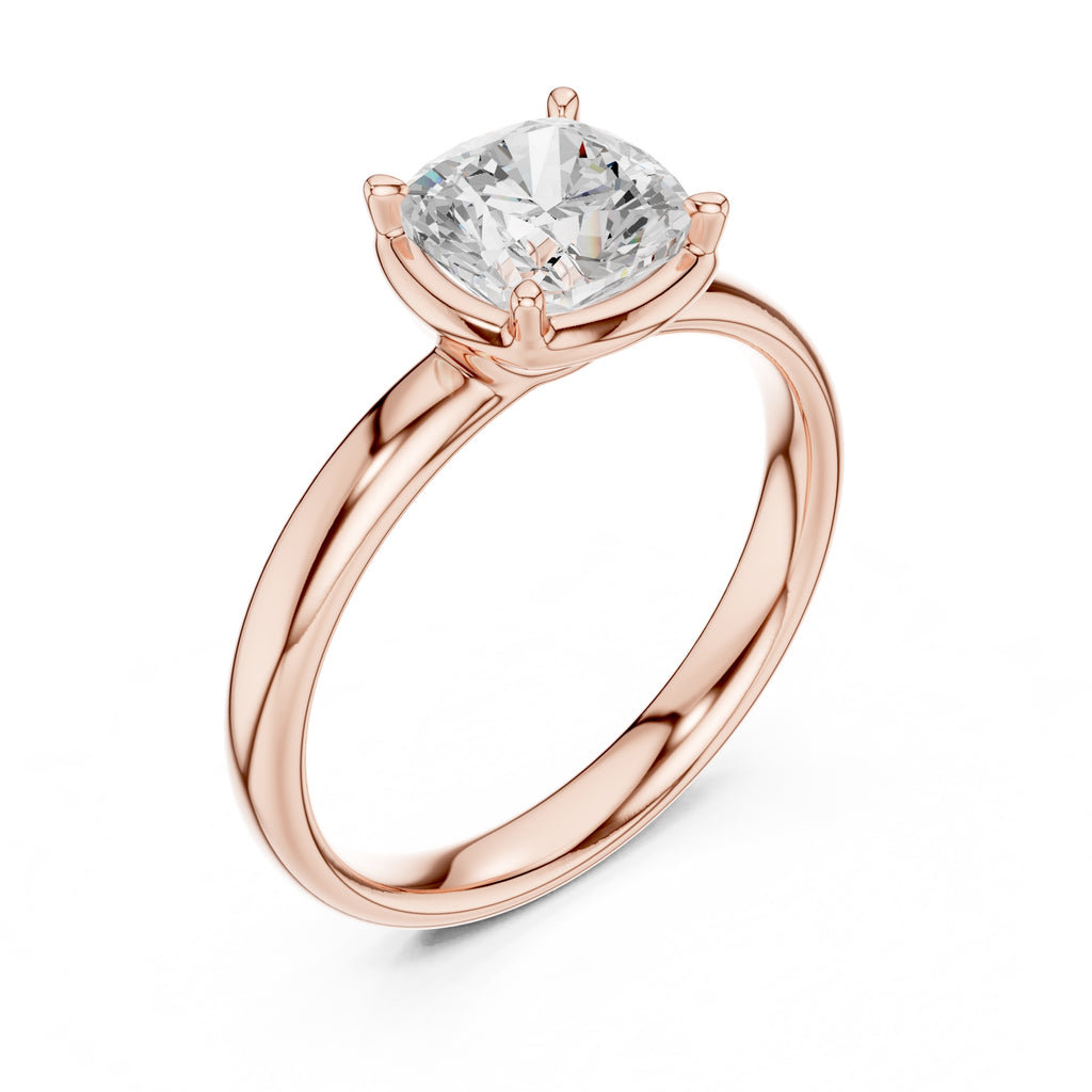 1.50 ct Golden Pillar Solitaire 1.5ct Rose Gold Cushion