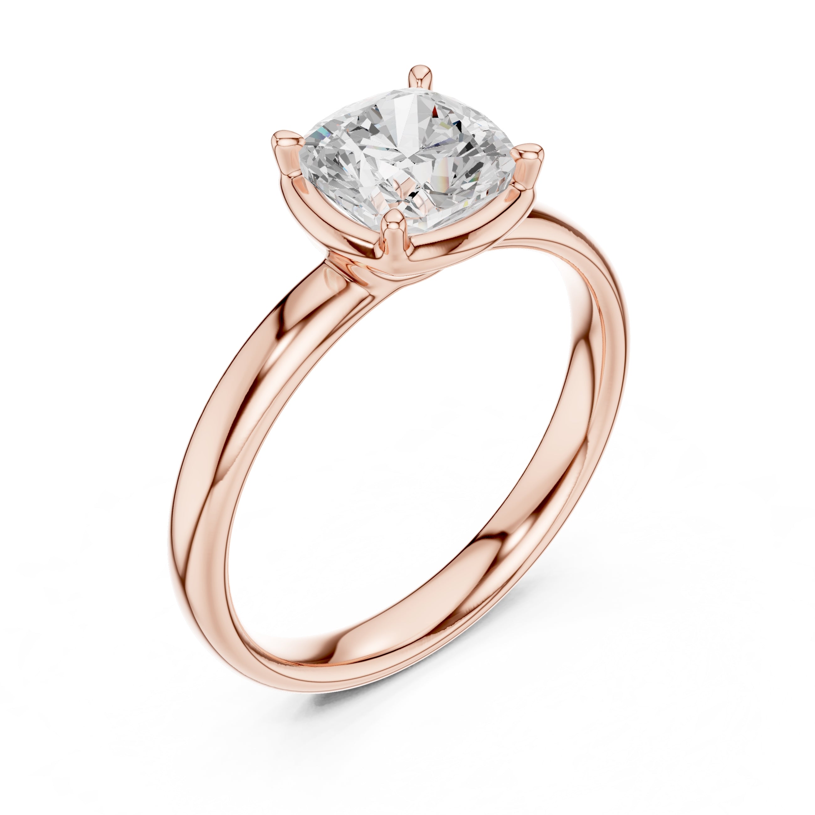 1.50 ct Golden Pillar Solitaire 1.5ct Rose Gold Cushion