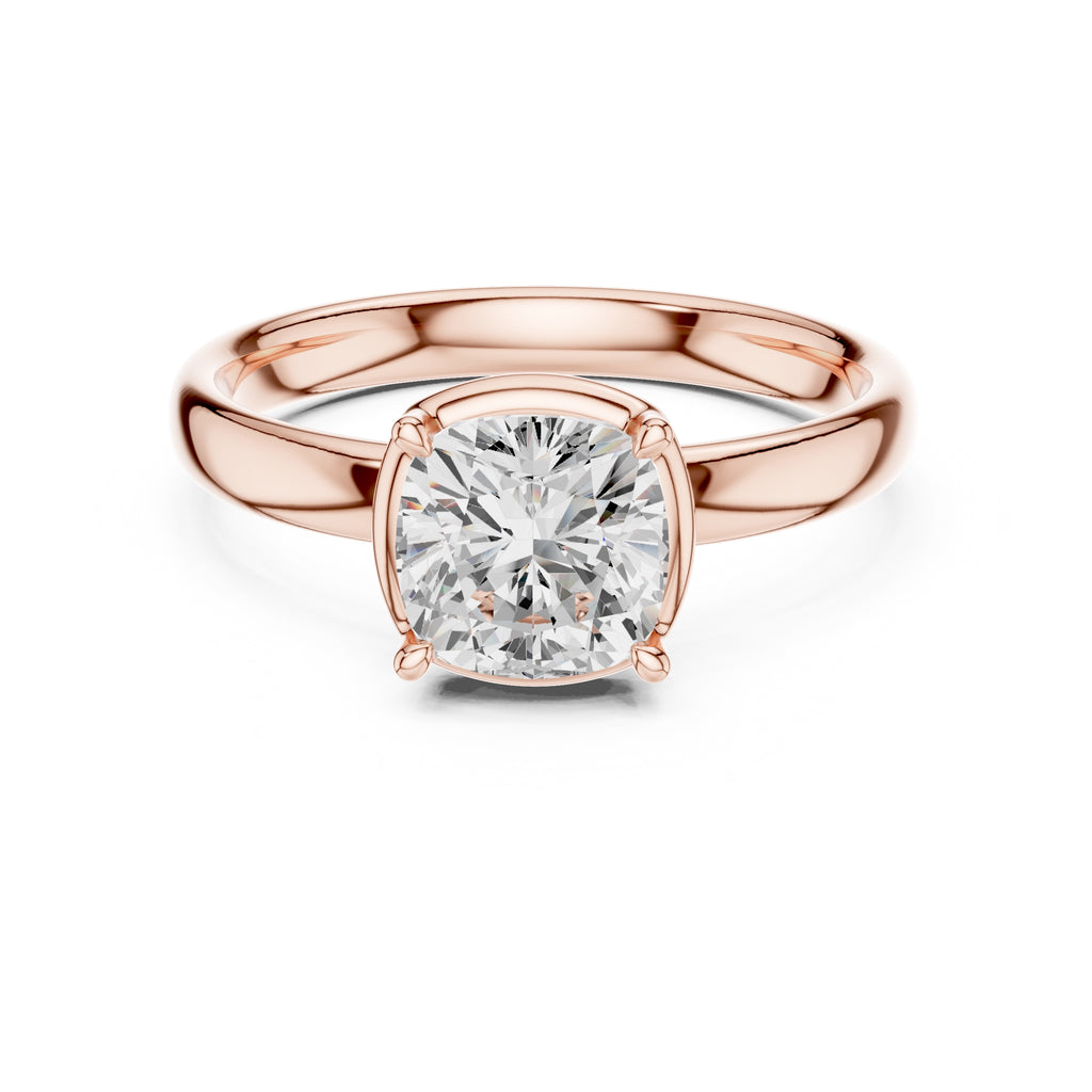 1.50 ct Golden Pillar Solitaire 1.5ct Rose Gold Cushion