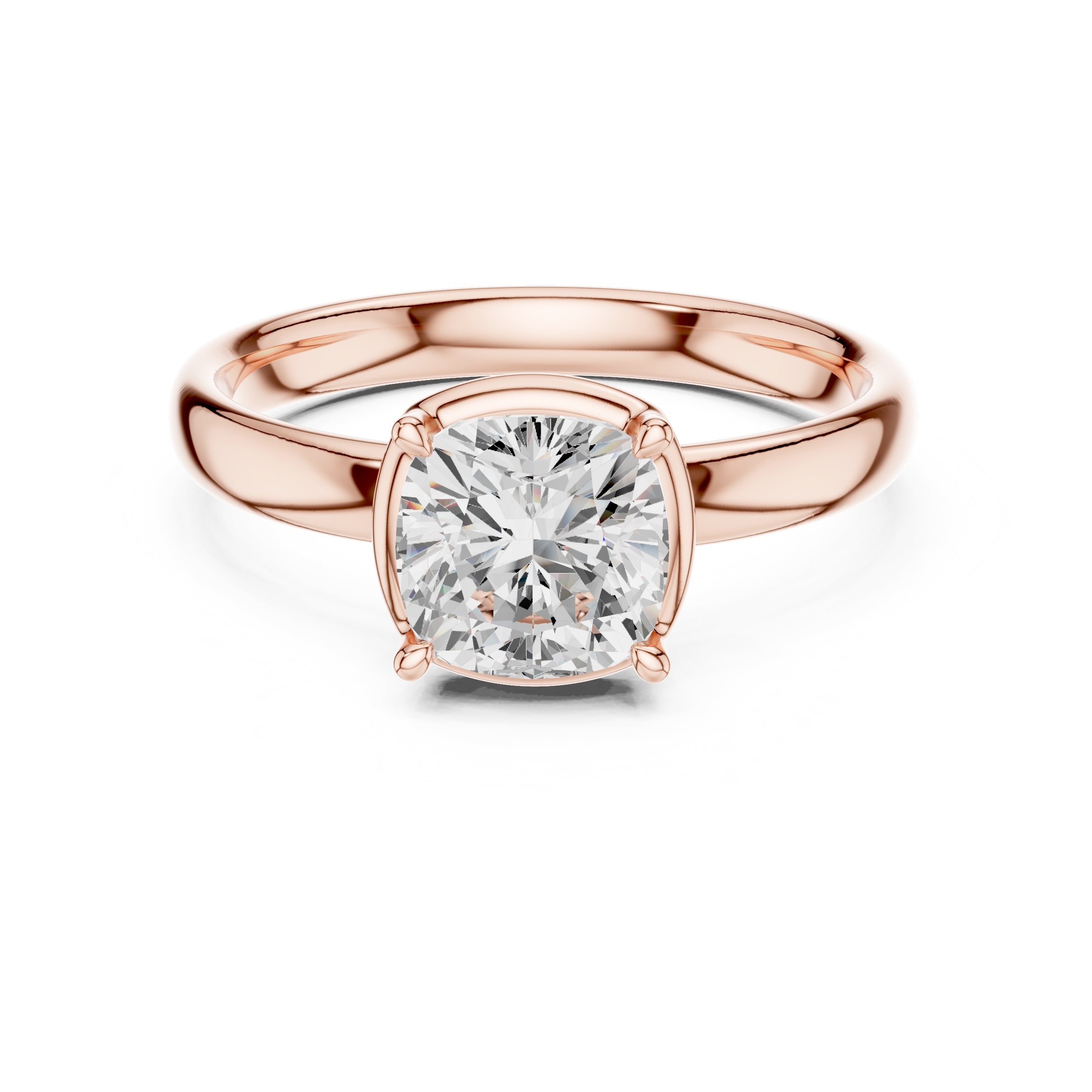 1.50 ct Golden Pillar Solitaire 1.5ct Rose Gold Cushion