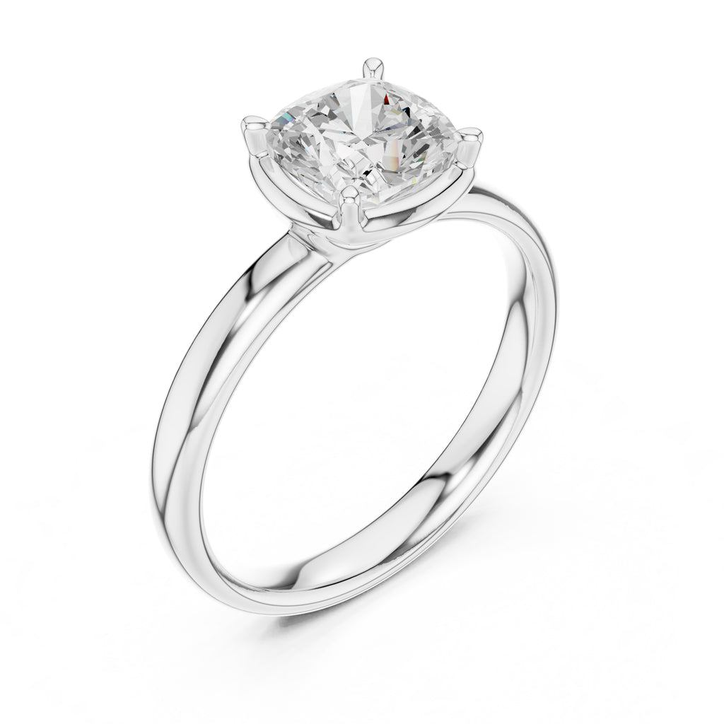 1.50 ct Golden Pillar Solitaire 1.5ct White Gold Cushion