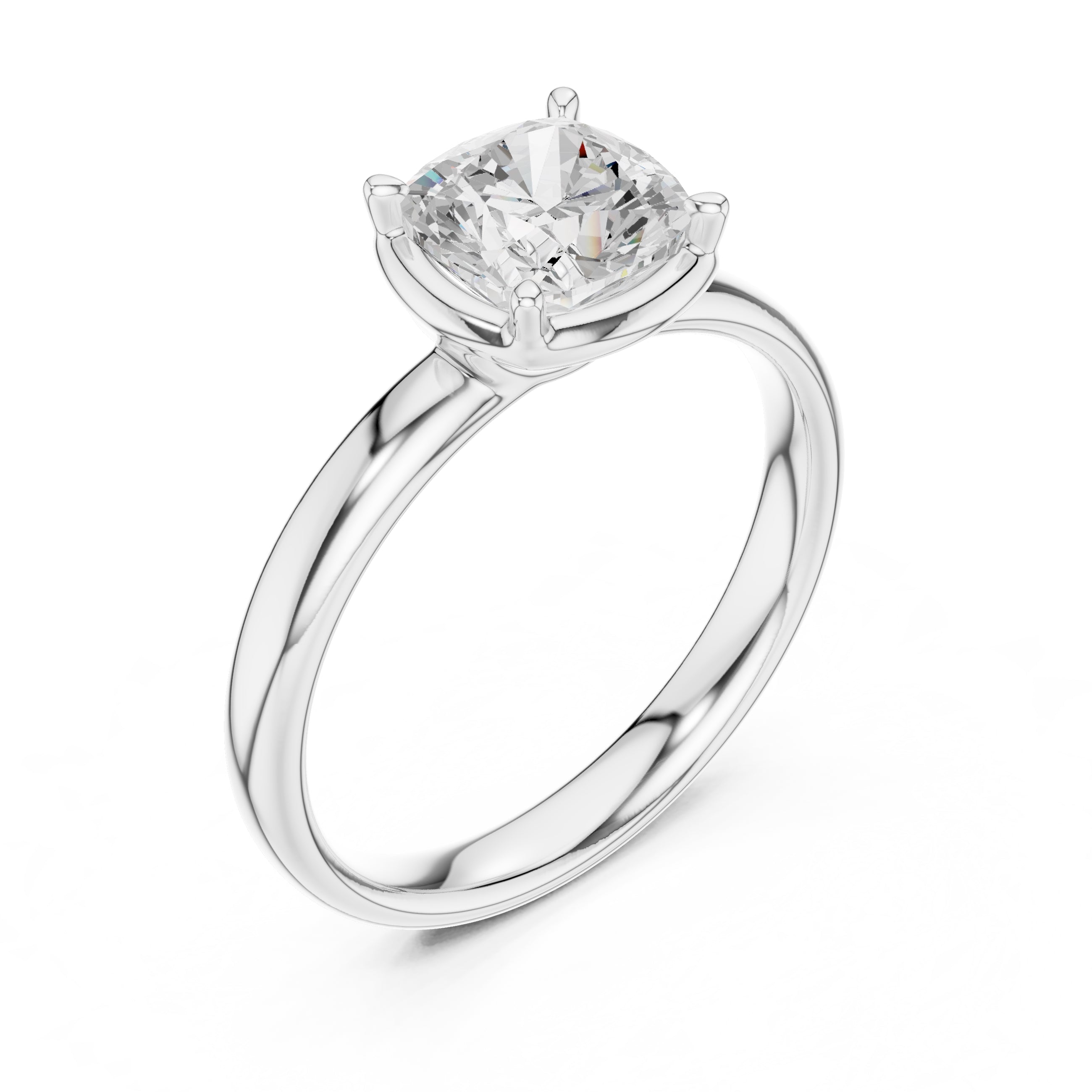 1.50 ct Golden Pillar Solitaire 1.5ct White Gold Cushion