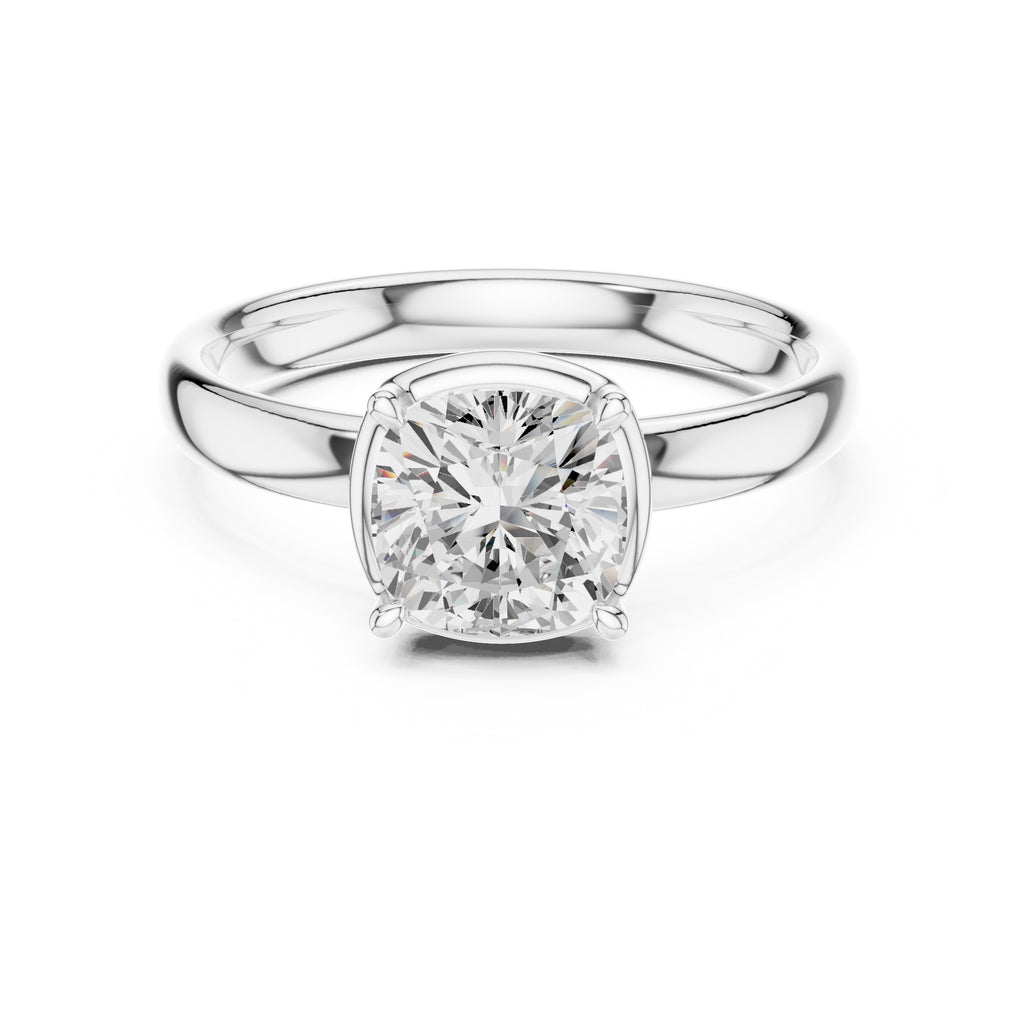1.50 ct Golden Pillar Solitaire 1.5ct White Gold Cushion