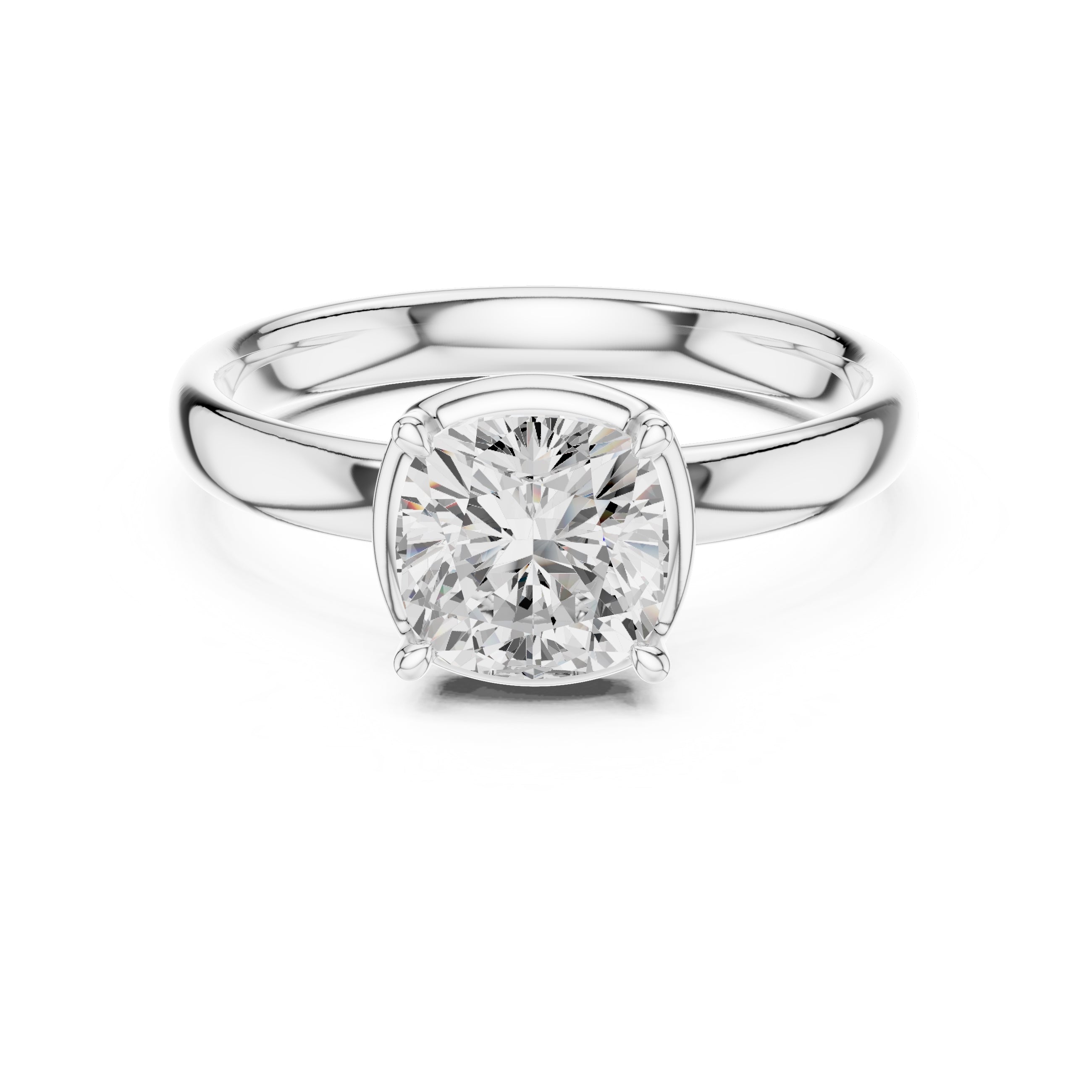 1.50 ct Golden Pillar Solitaire 1.5ct White Gold Cushion