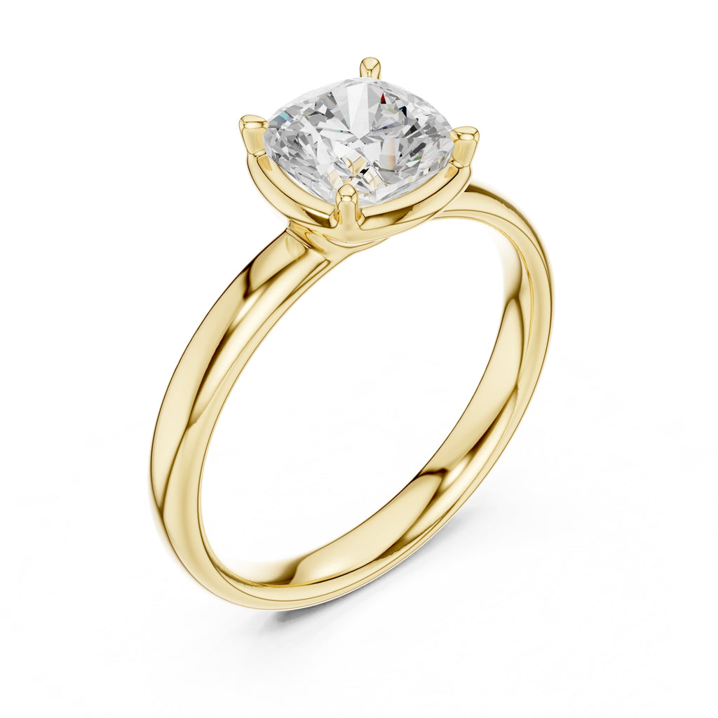 1.50 ct Golden Pillar Solitaire 1.5ct Yellow Gold Cushion