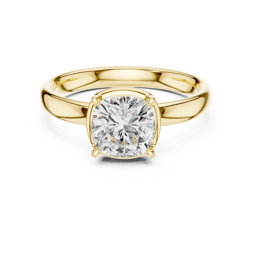 1.50 ct Golden Pillar Solitaire 1.5ct Yellow Gold Cushion
