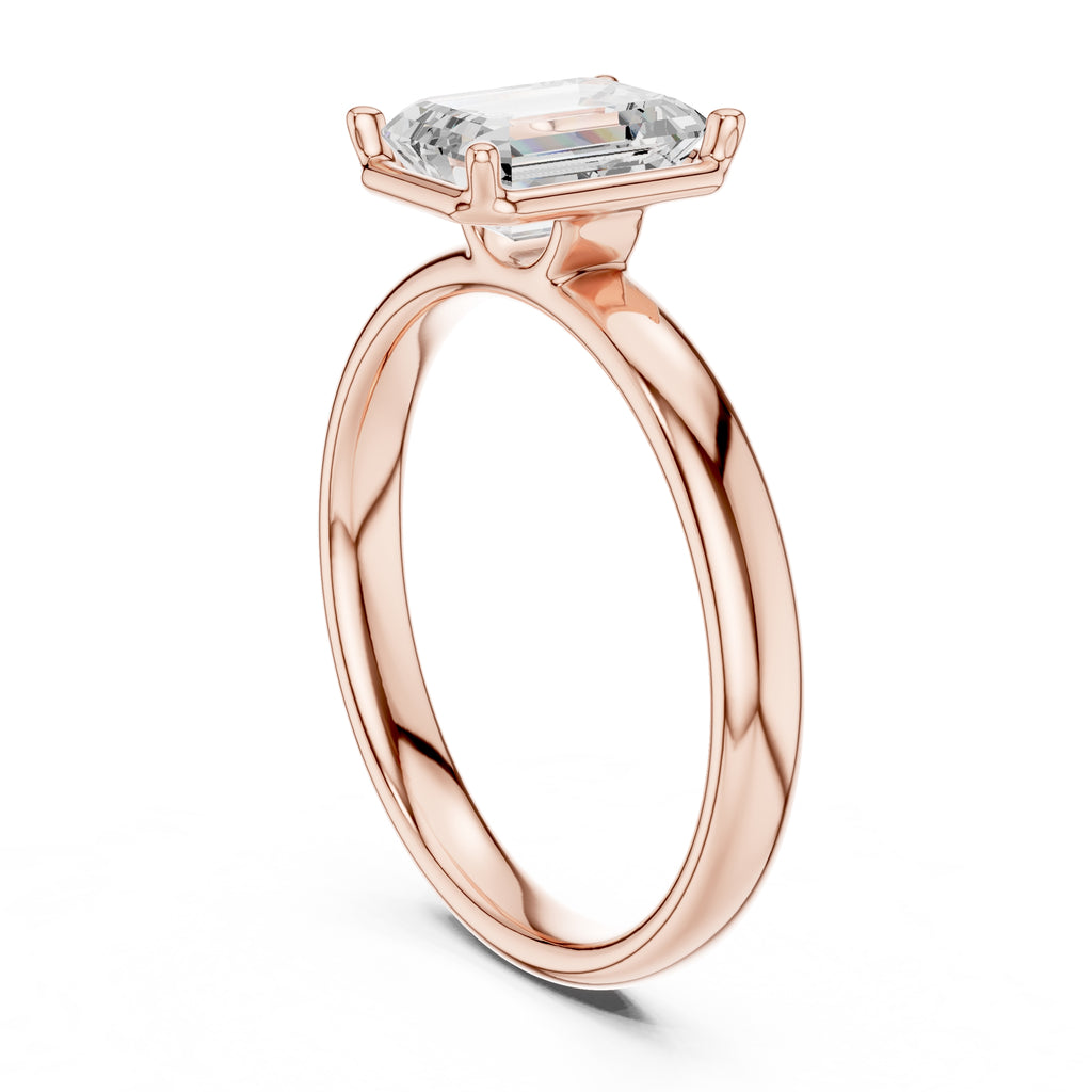 1.50 ct Golden Pillar Solitaire 1.5ct Rose Gold Emerald