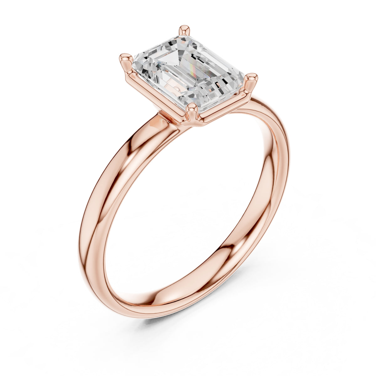 1.50 ct Golden Pillar Solitaire 1.5ct Rose Gold Emerald
