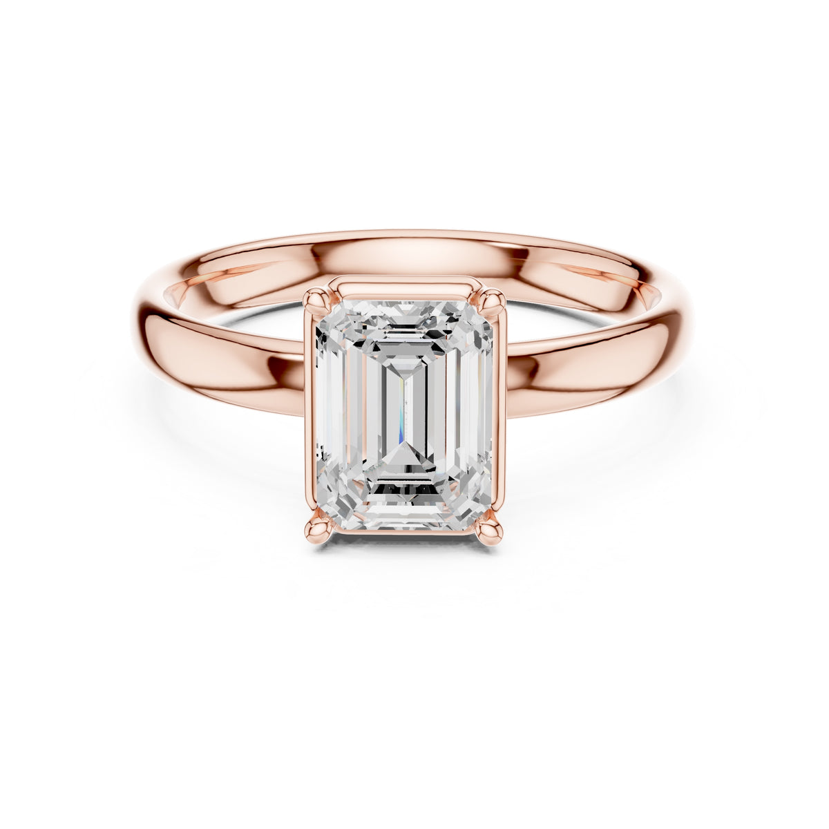 1.50 ct Golden Pillar Solitaire 1.5ct Rose Gold Emerald