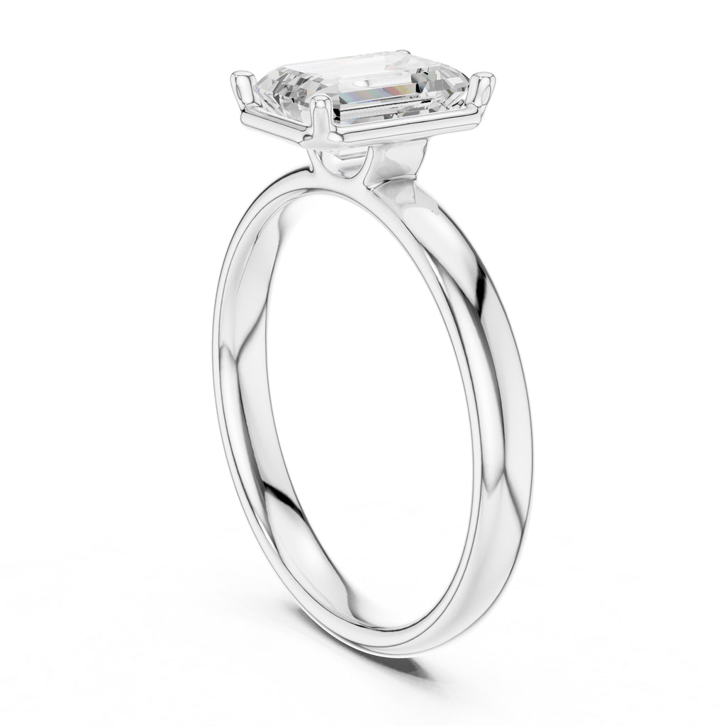 1.50 ct Golden Pillar Solitaire 1.5ct White Gold Emerald