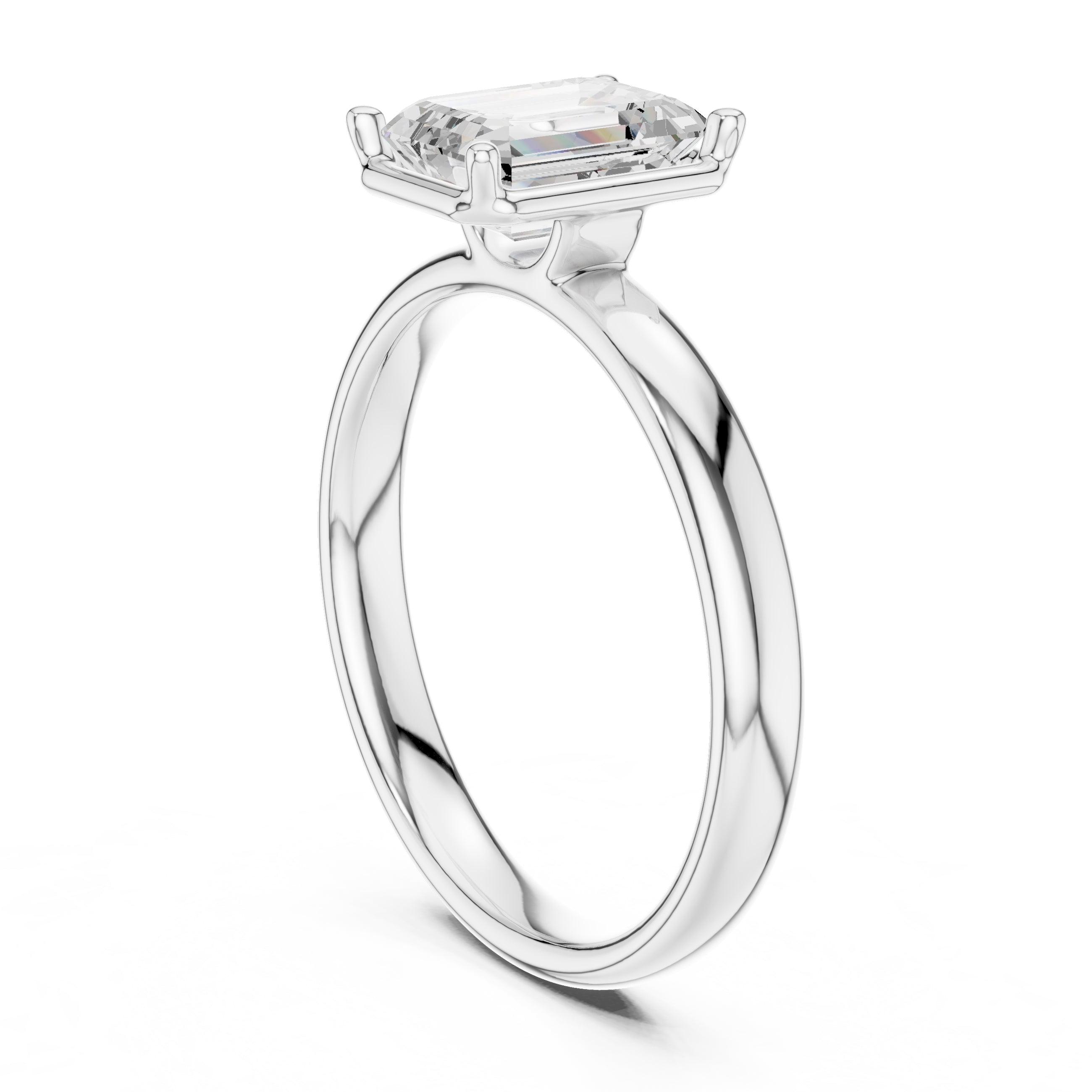 1.50 ct Golden Pillar Solitaire 1.5ct White Gold Emerald