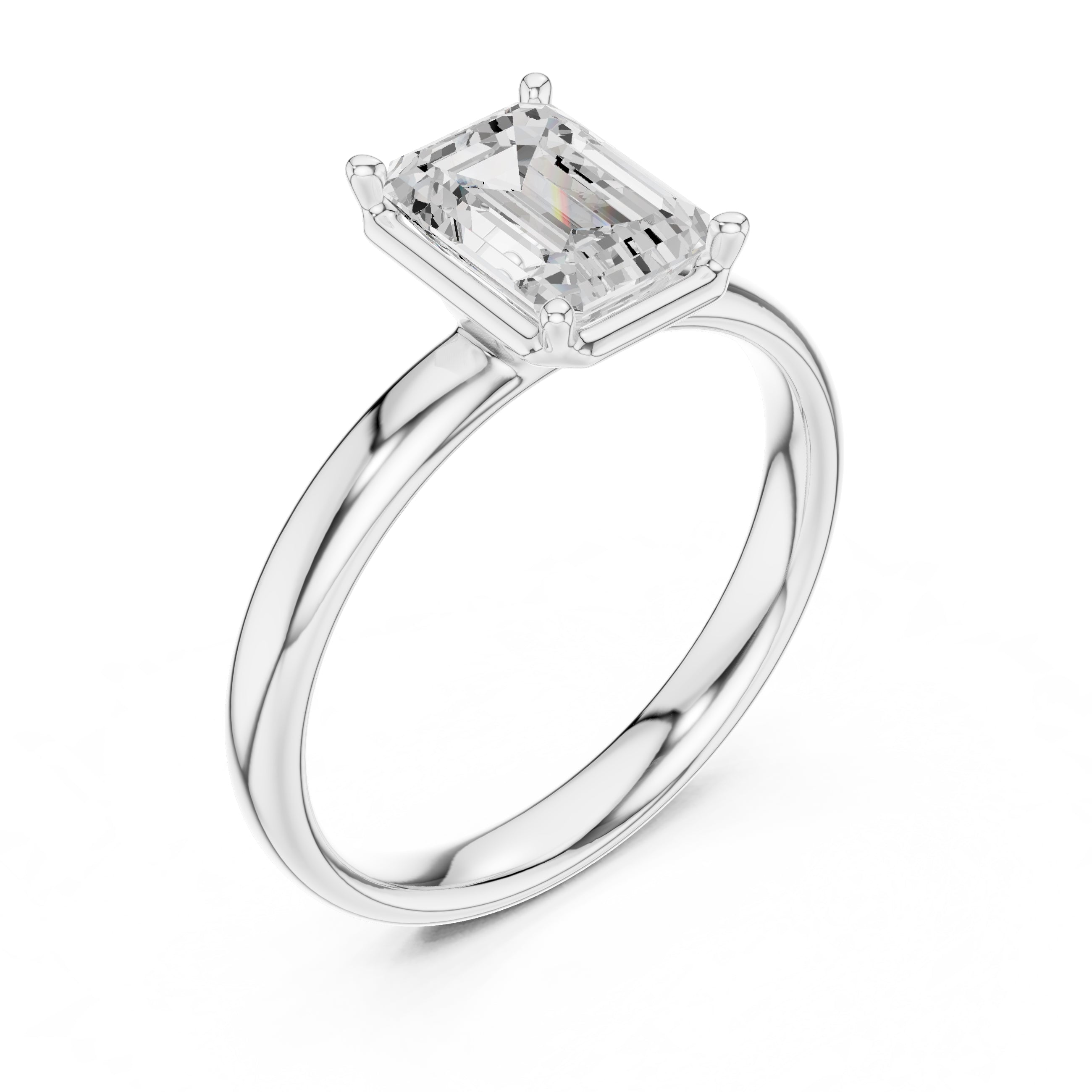 1.50 ct Golden Pillar Solitaire 1.5ct White Gold Emerald