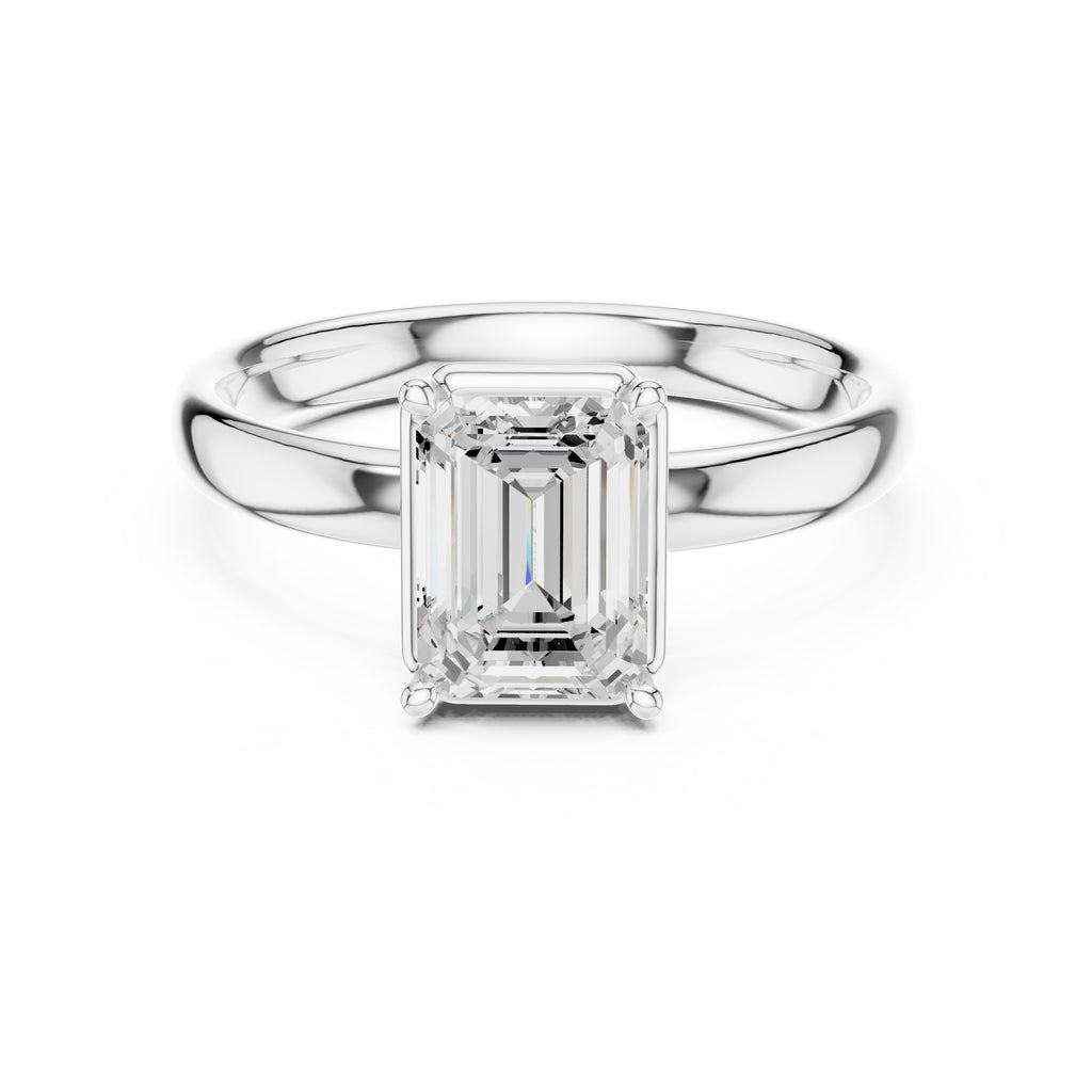 1.50 ct Golden Pillar Solitaire 1.5ct White Gold Emerald