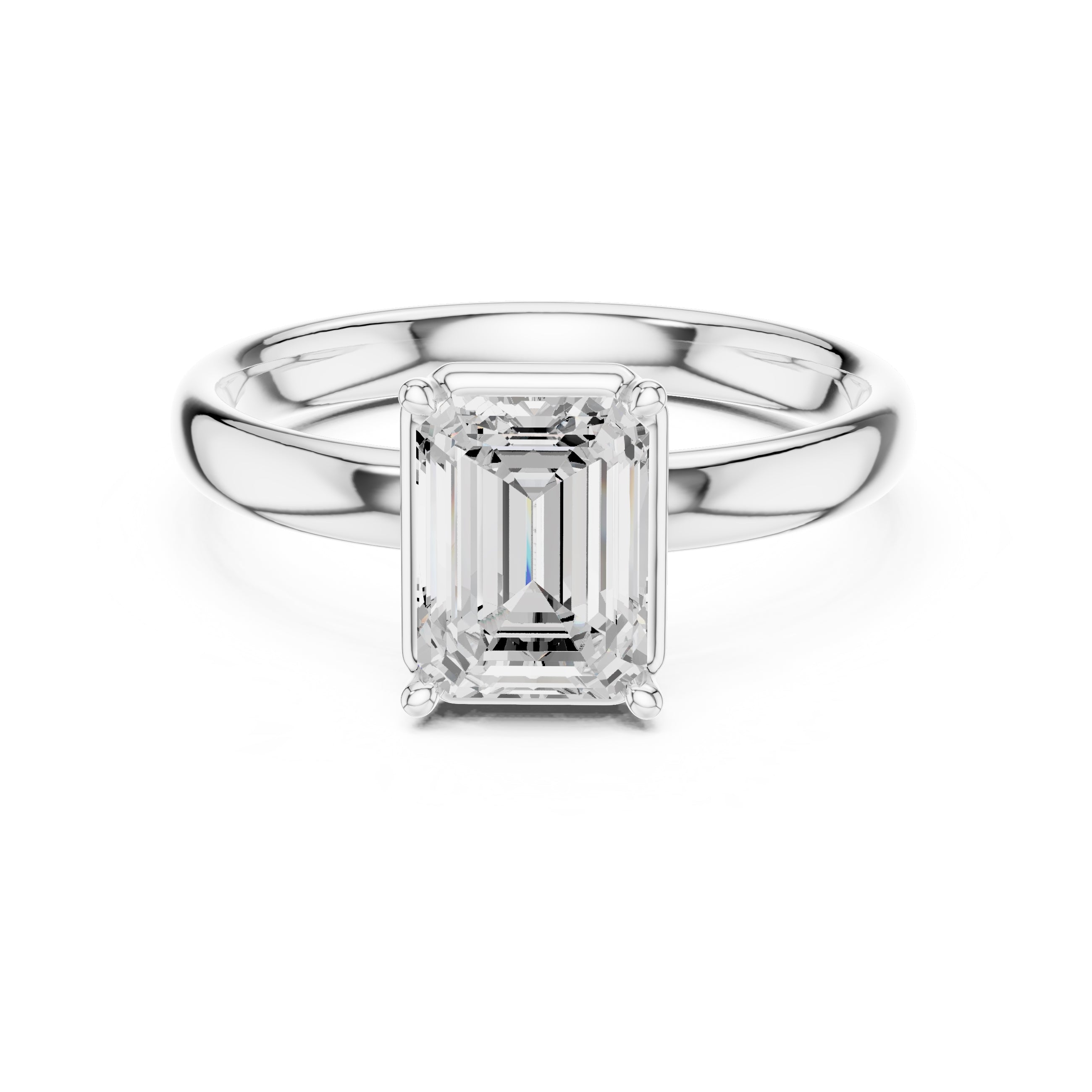 1.50 ct Golden Pillar Solitaire 1.5ct White Gold Emerald