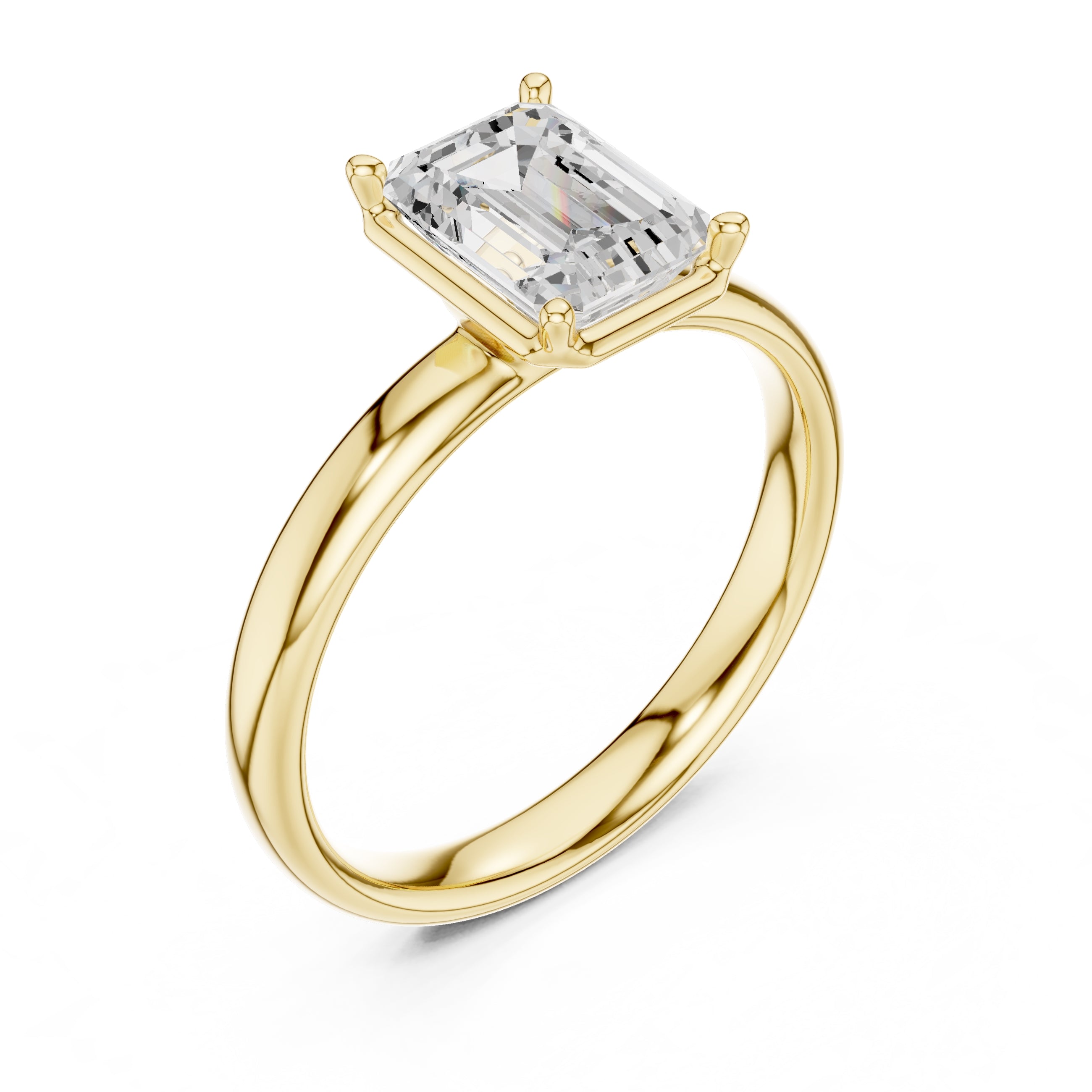 1.50 ct Golden Pillar Solitaire 1.5ct Yellow Gold Emerald