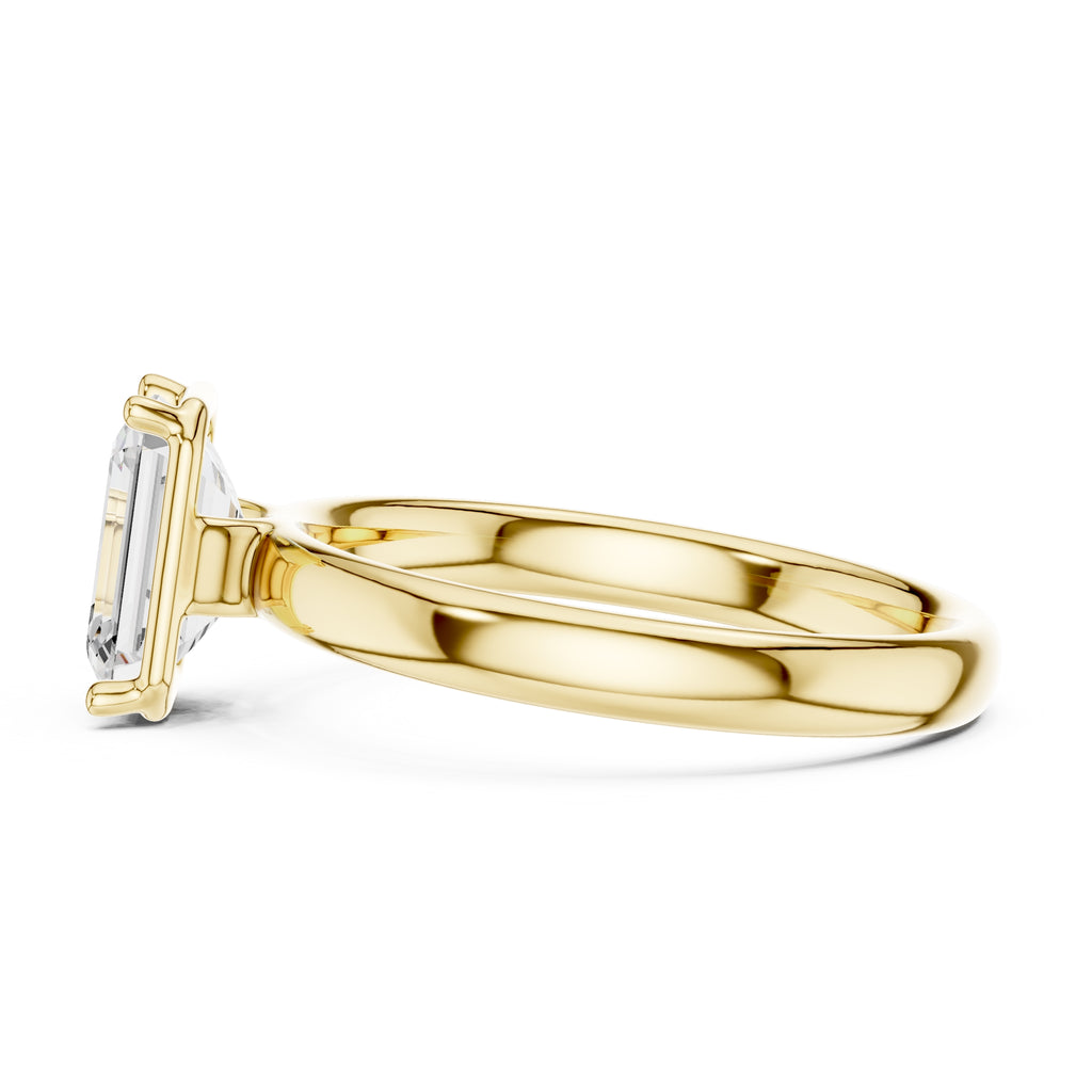 1.50 ct Golden Pillar Solitaire 1.5ct Yellow Gold Emerald
