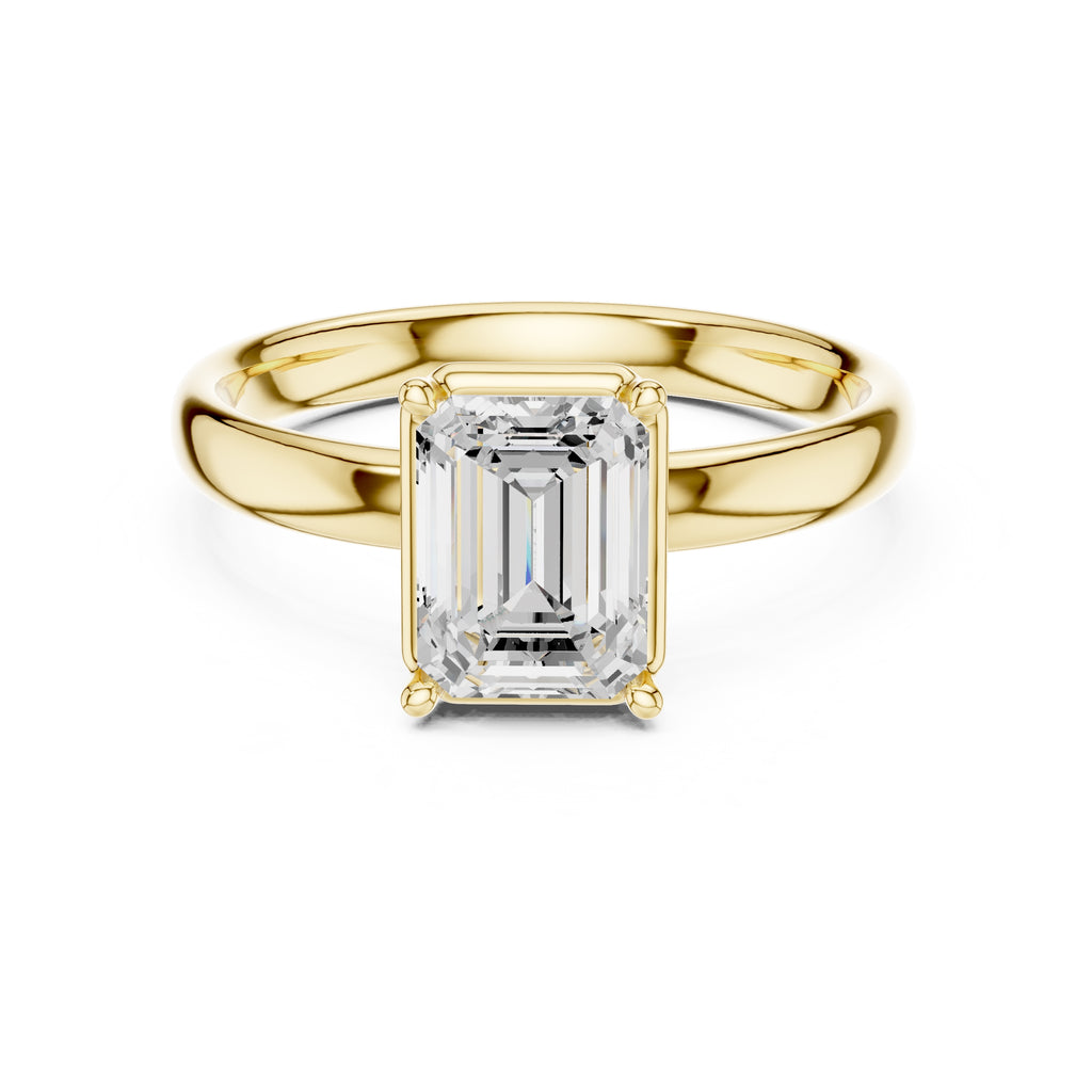 1.50 ct Golden Pillar Solitaire 1.5ct Yellow Gold Emerald