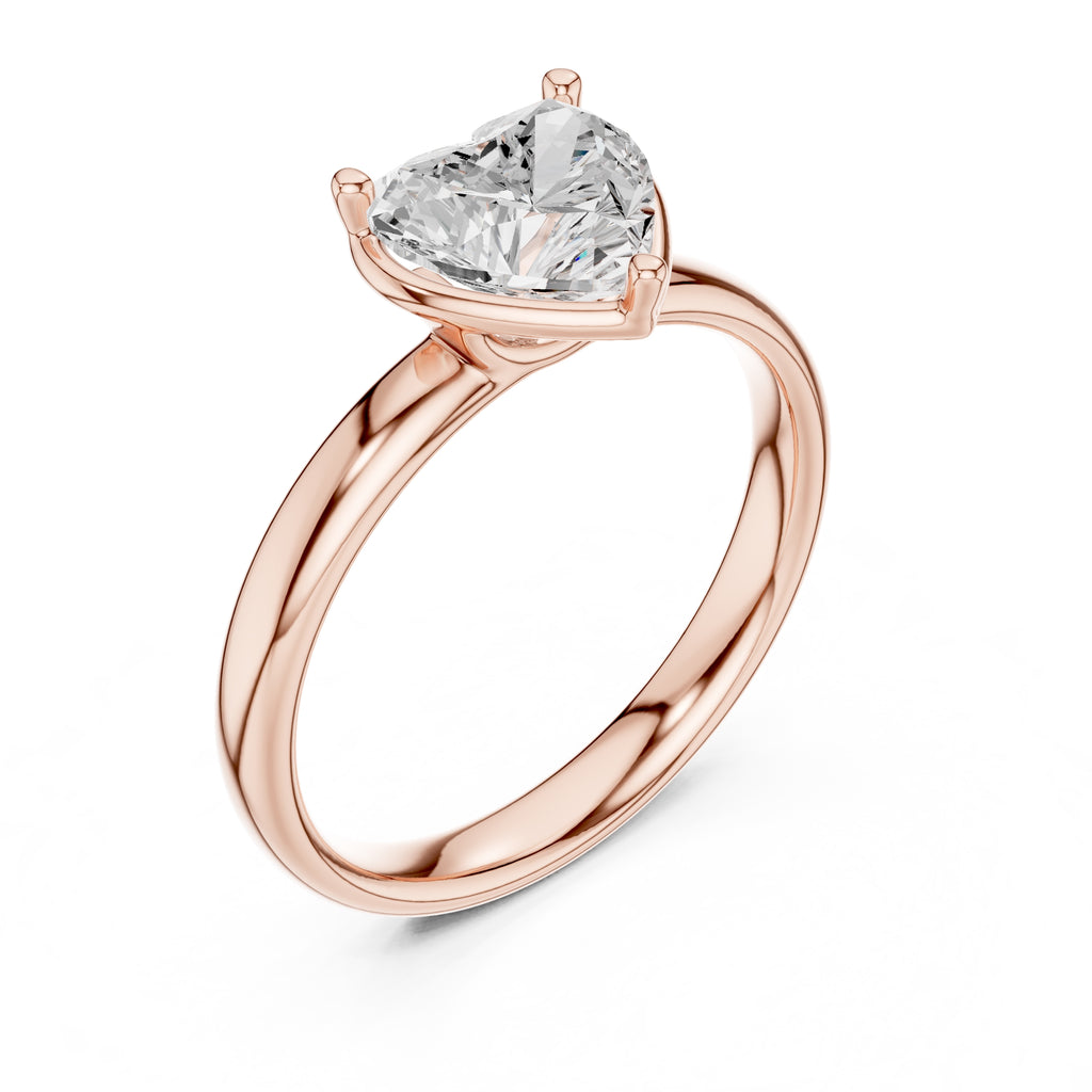 1.50 ct Golden Pillar Solitaire 1.5ct Rose Gold Heart