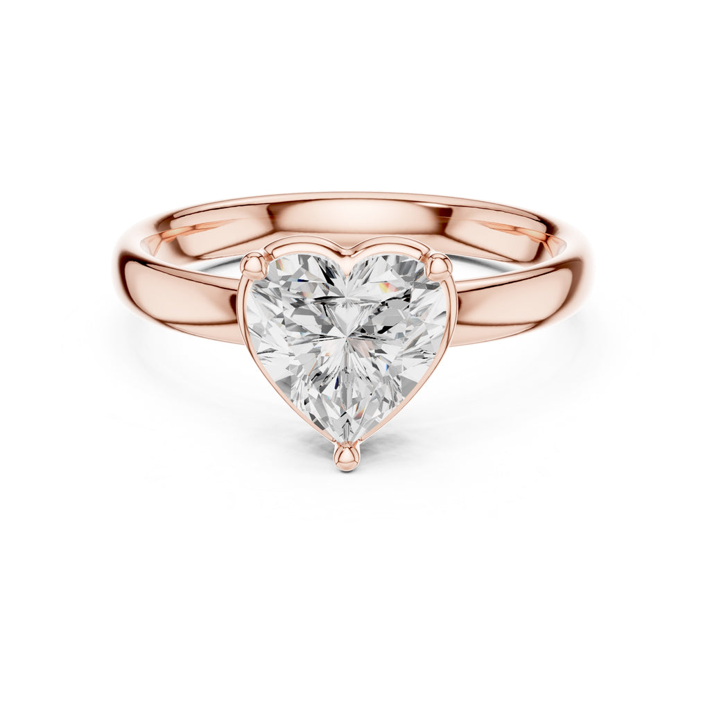 1.50 ct Golden Pillar Solitaire 1.5ct Rose Gold Heart