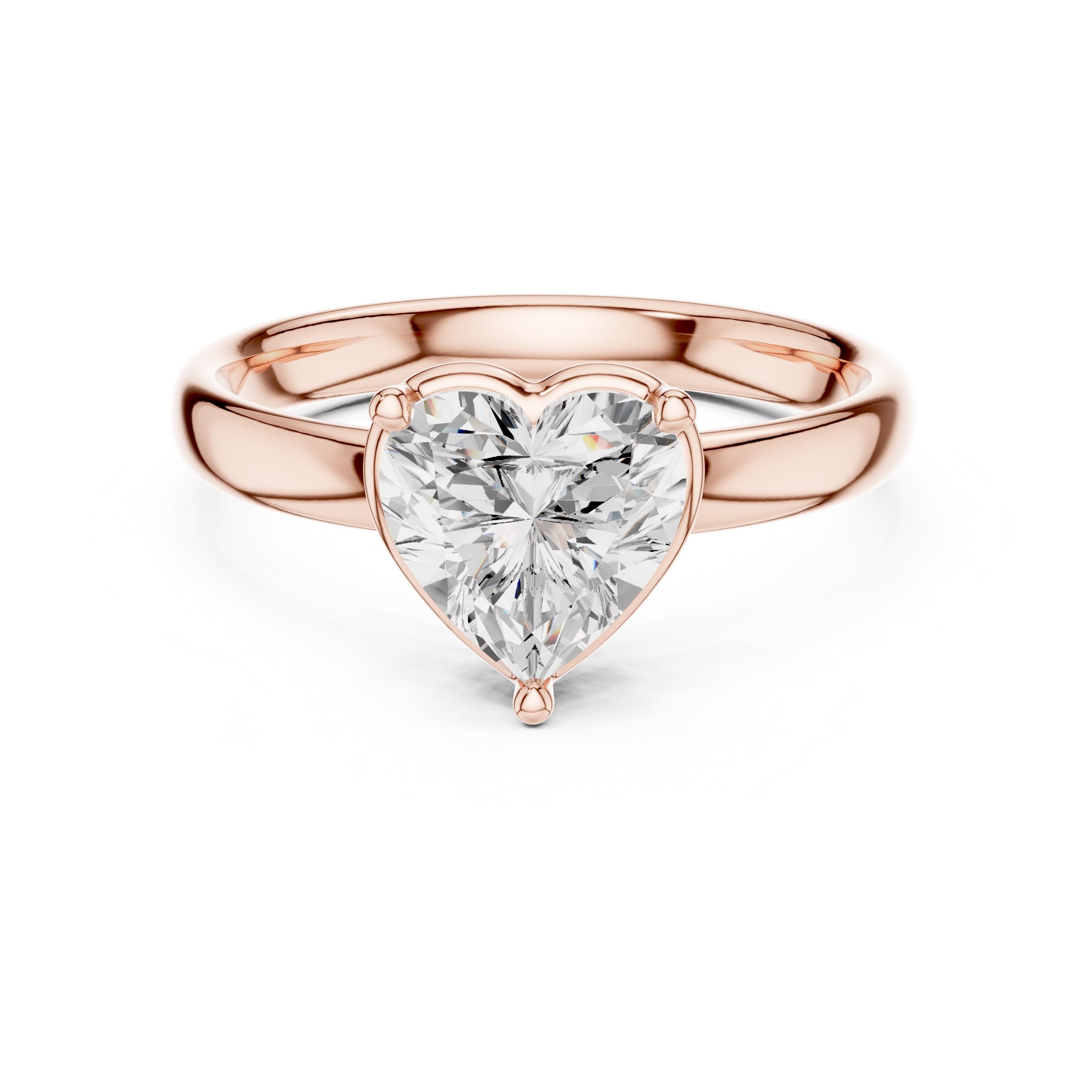 1.50 ct Golden Pillar Solitaire 1.5ct Rose Gold Heart