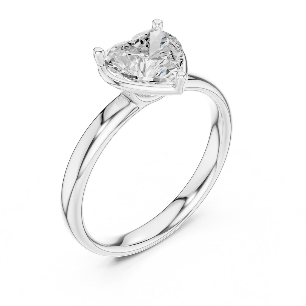 1.50 ct Golden Pillar Solitaire 1.5ct White Gold Heart
