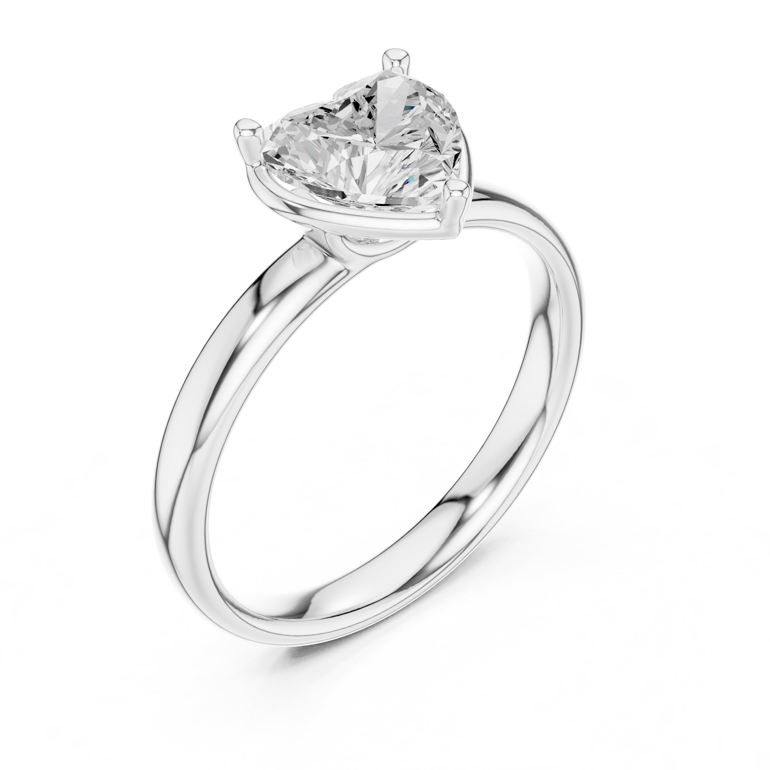 1.50 ct Golden Pillar Solitaire 1.5ct White Gold Heart