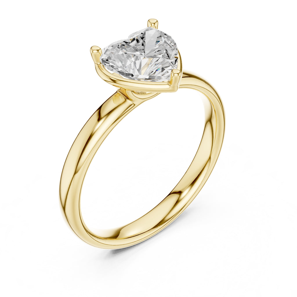 1.50 ct Golden Pillar Solitaire 1.5ct Yellow Gold Heart