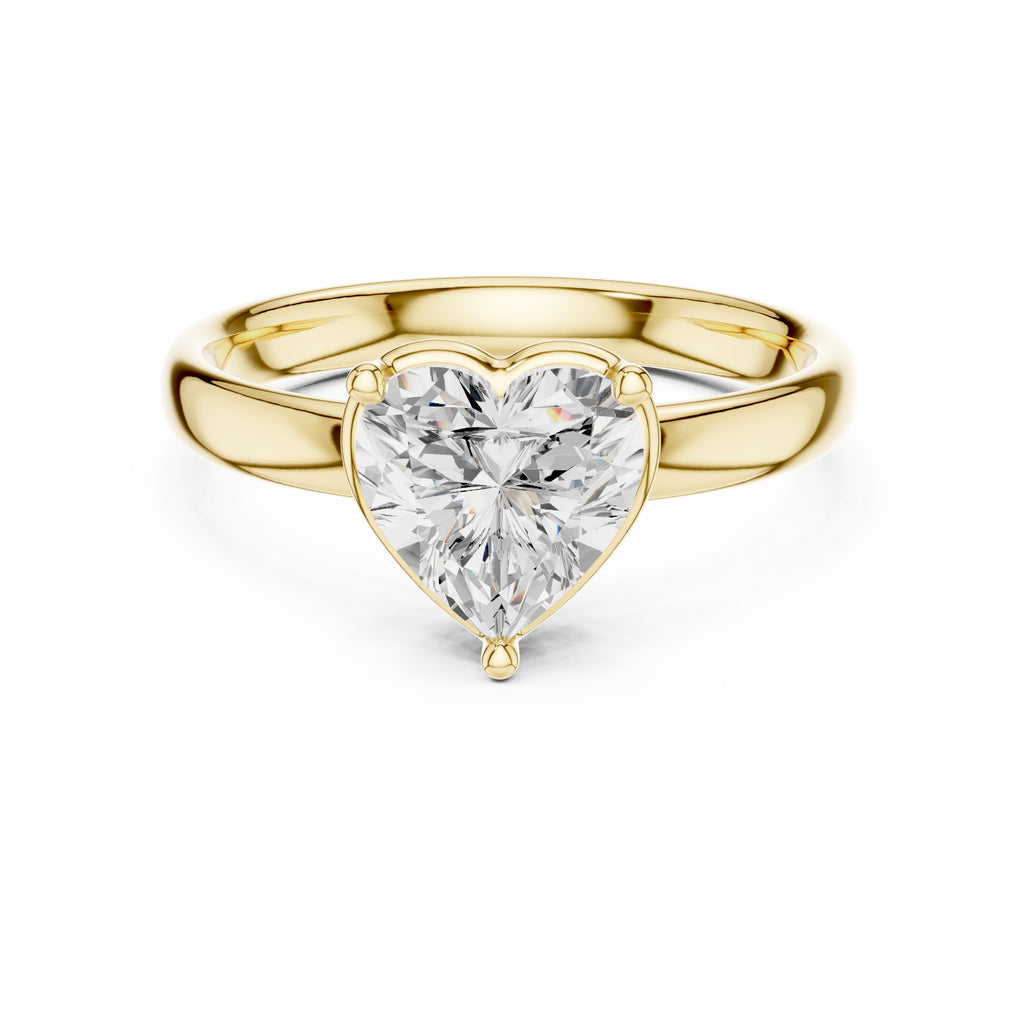 1.50 ct Golden Pillar Solitaire 1.5ct Yellow Gold Heart