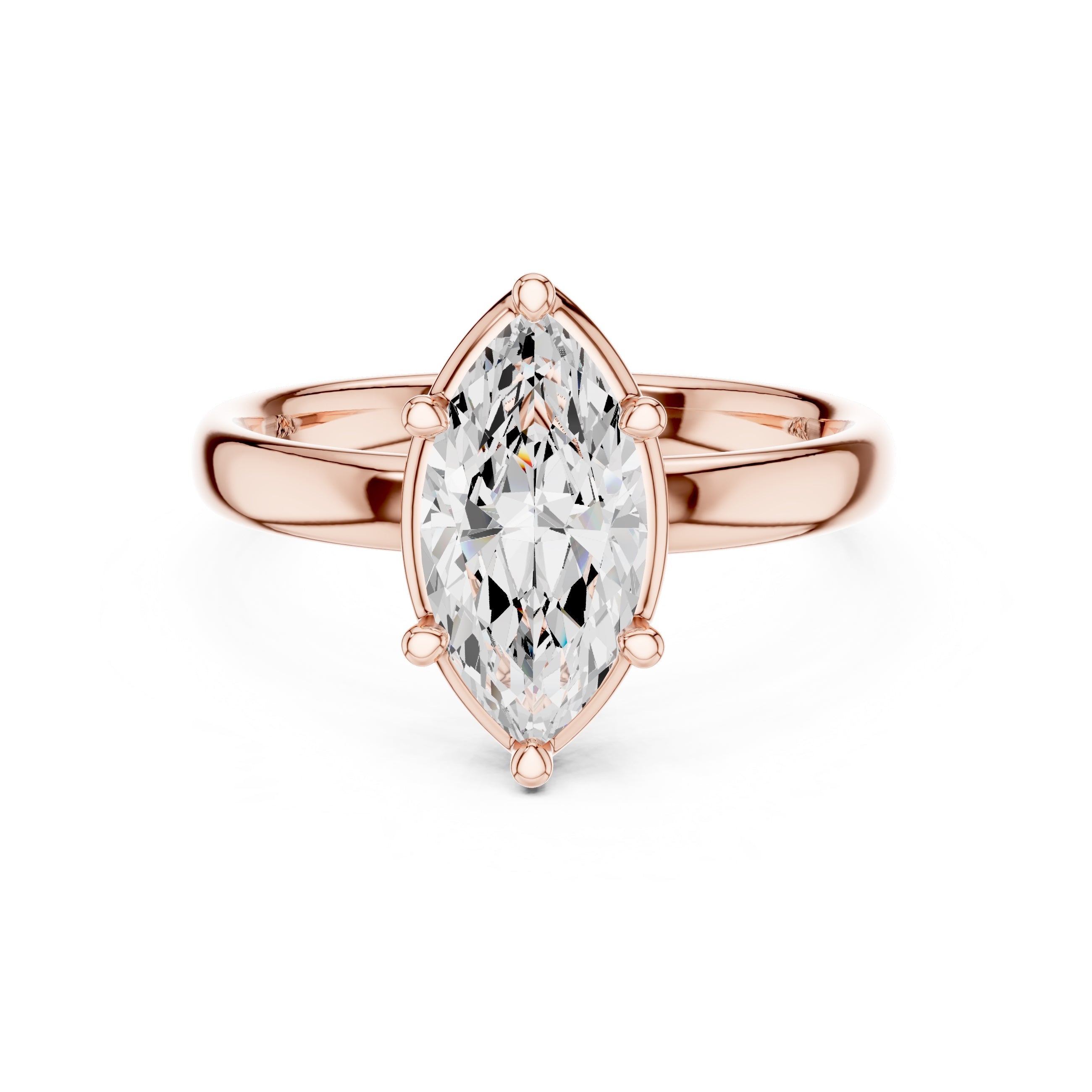 1.50 ct Golden Pillar Solitaire 1.5ct Rose Gold Marquise